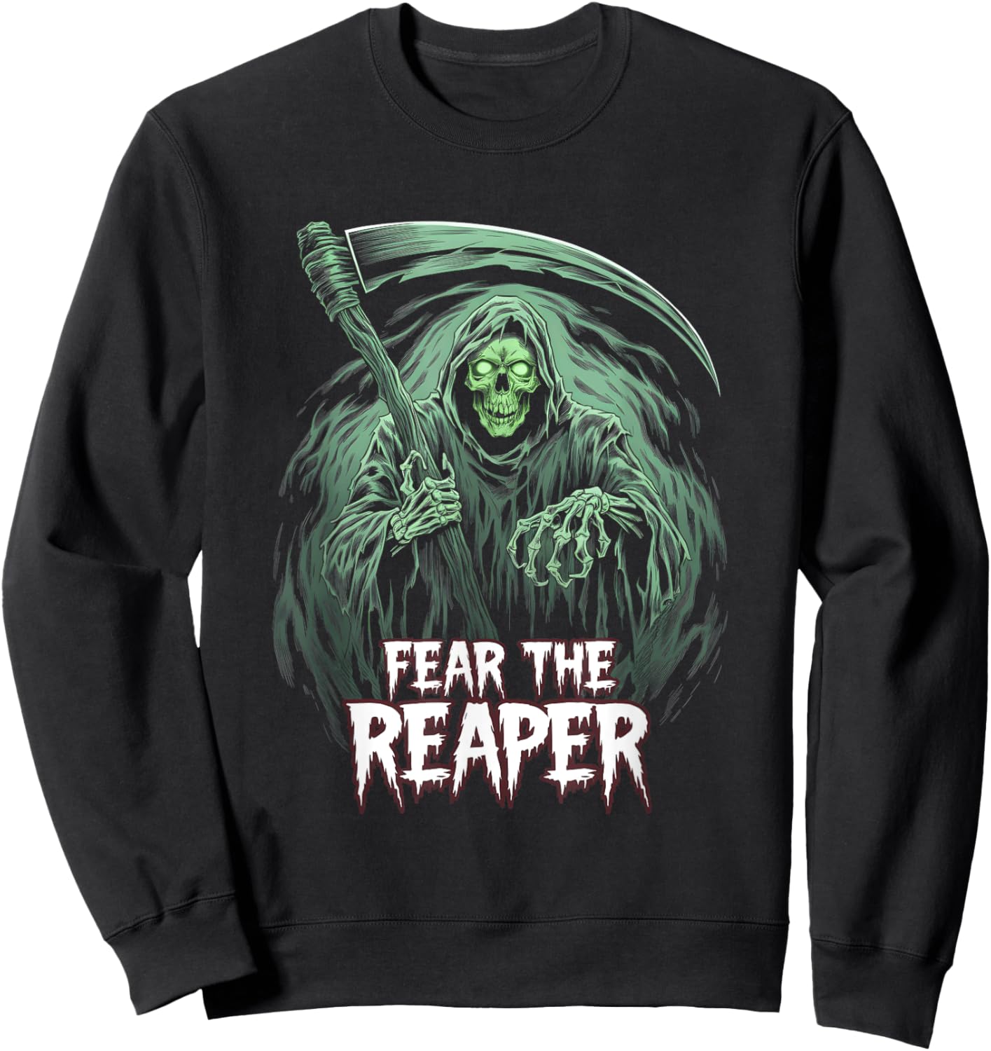 Grim Reaper Fear the Reaper Swirling Fog Art Horror Fans Sweatshirt - Sweatshirt | Black
