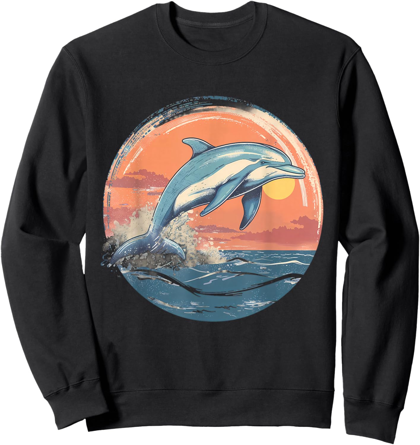 Dolphin Sunset Ocean Sea Dolphin Sea Ocean Animal Lover Sweatshirt - Sweatshirt | Black