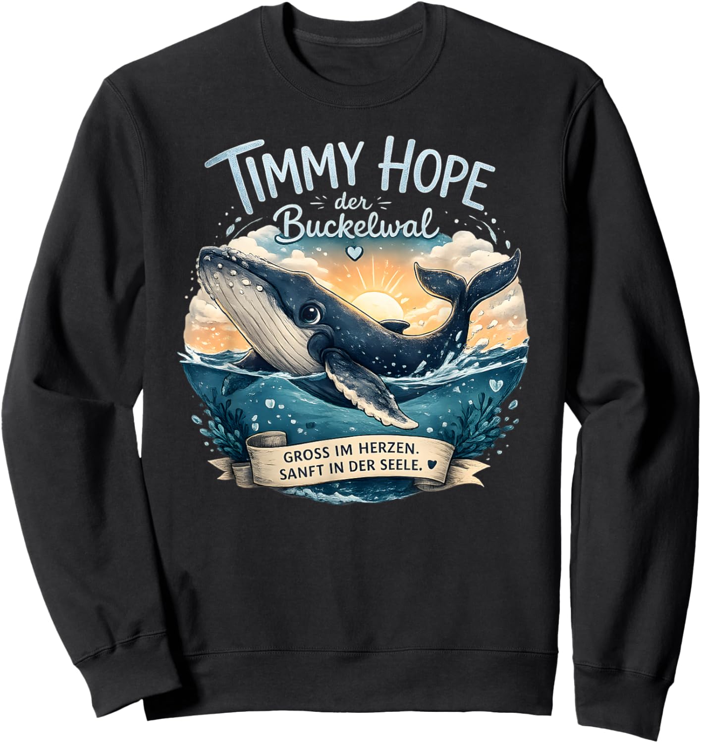 Timmy Hope Buckelwal Wal Meer Ozean Natur Design Sweatshirt - Sweatshirt | Black