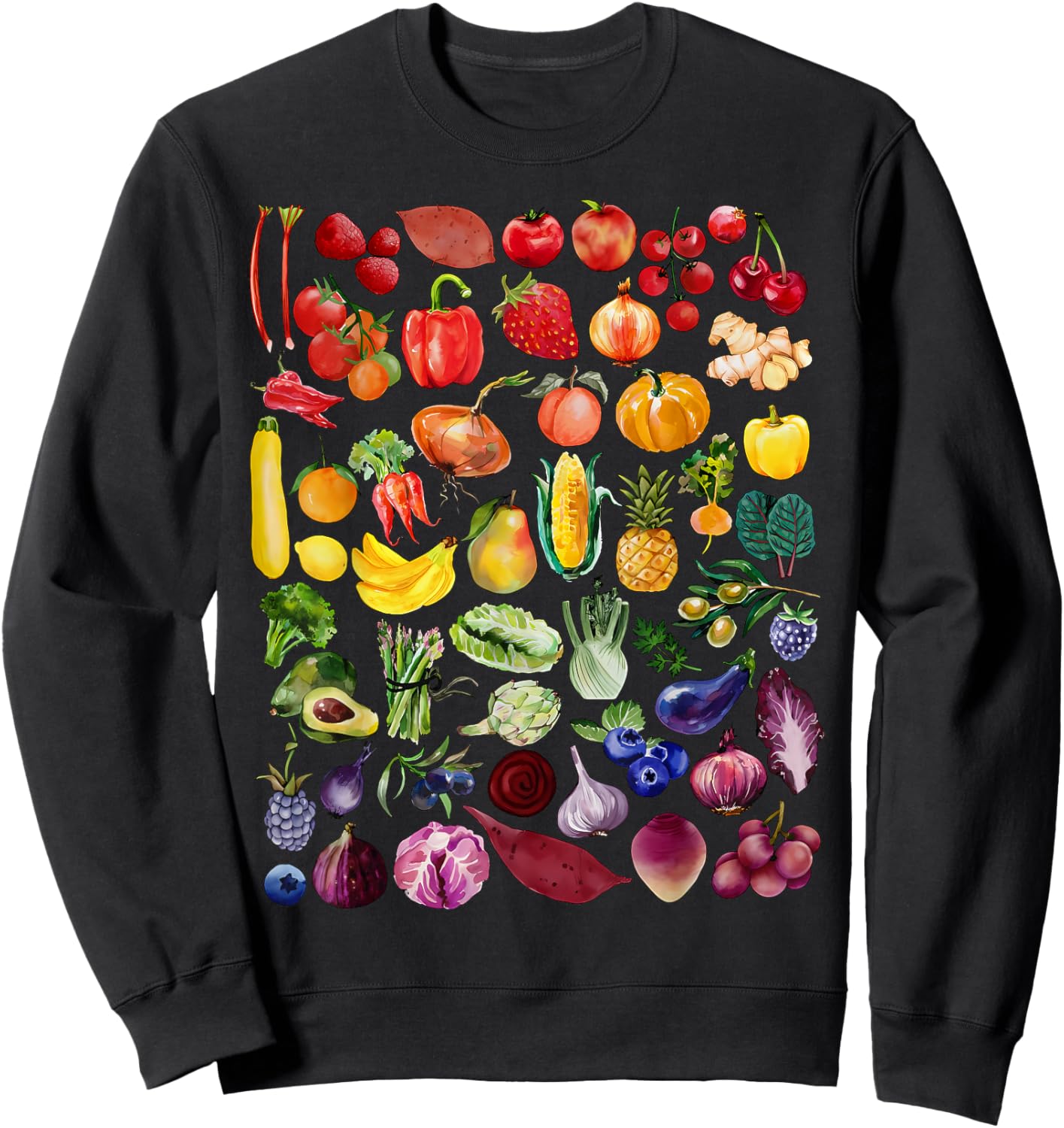 Rainbow Fruit And Vegetable Vegans Gardeners Vegetarian Day Sweatshirt - Sweatshirt | Black
