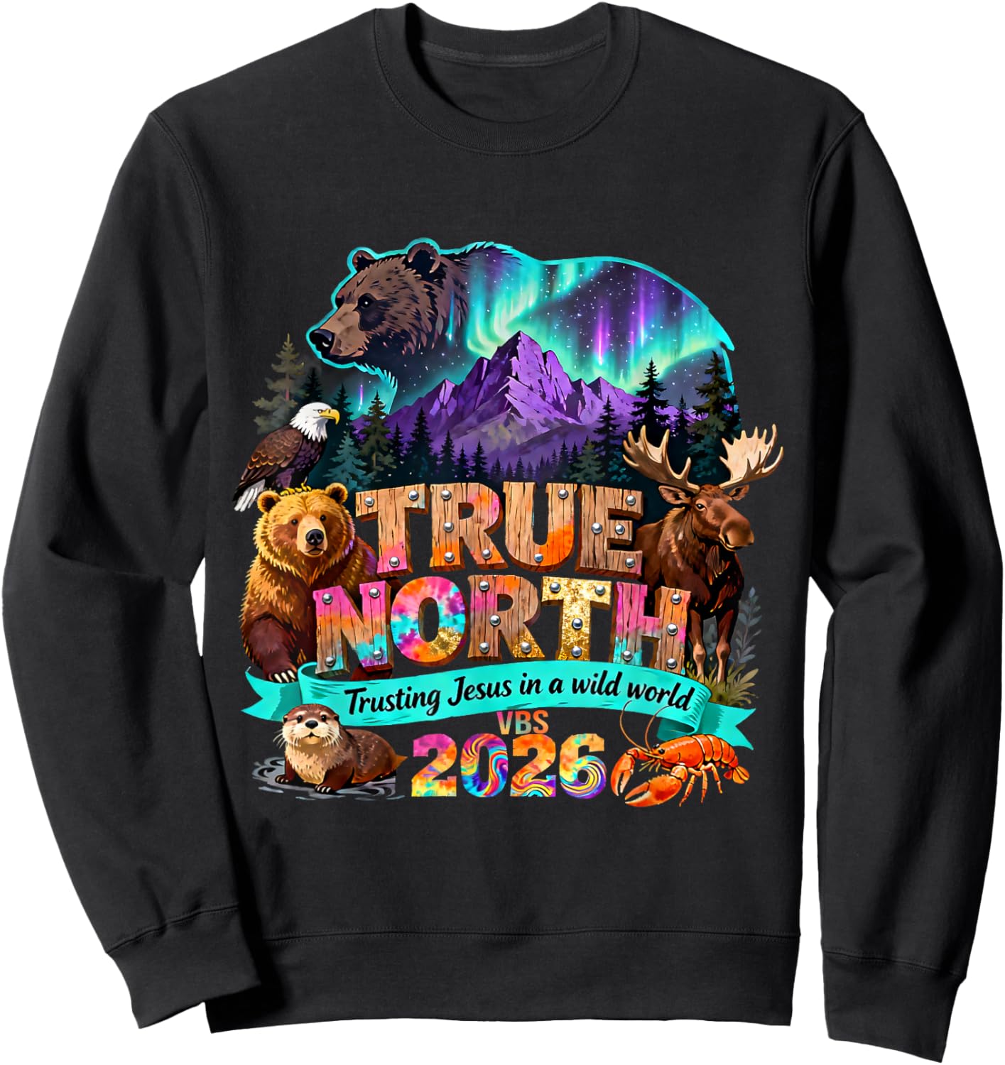 Vintage True North Trusting Jesus in A Wild World VBS 2026 Sweatshirt - Sweatshirt | Black