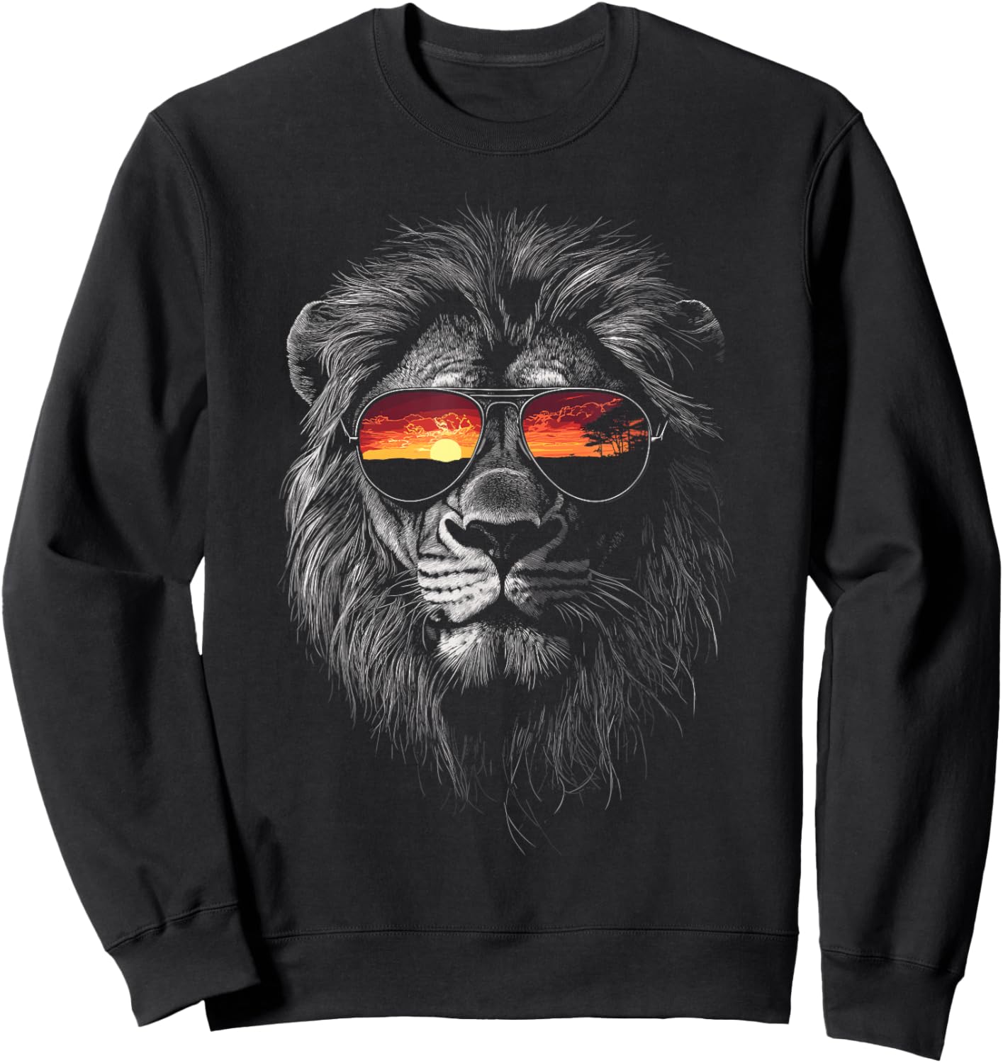 Retro Novelty Men Women Kids Boys Girls Funny Lion Sweatshirt - Sweatshirt | Black