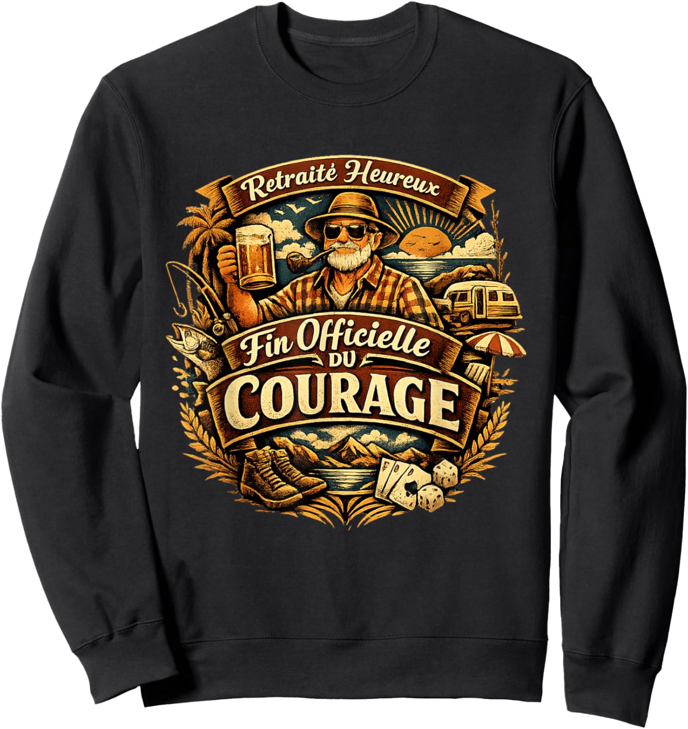 Cadeau Départ Retraite Homme Original Humour Fin Courage Sweatshirt - Sweatshirt | Black