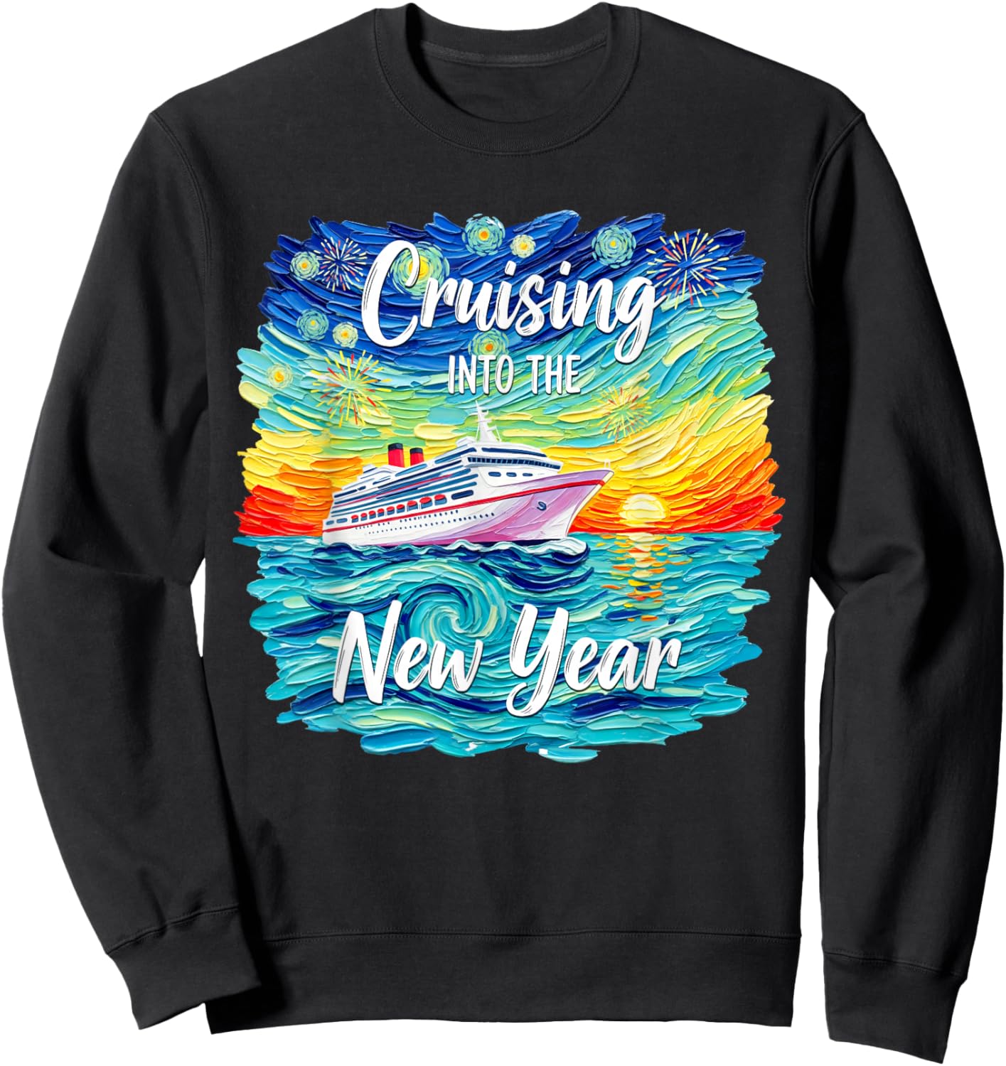 Cruising Into The New Year 2026 Vacation Party Family Cruise Sweatshirt - Sweatshirt | Black