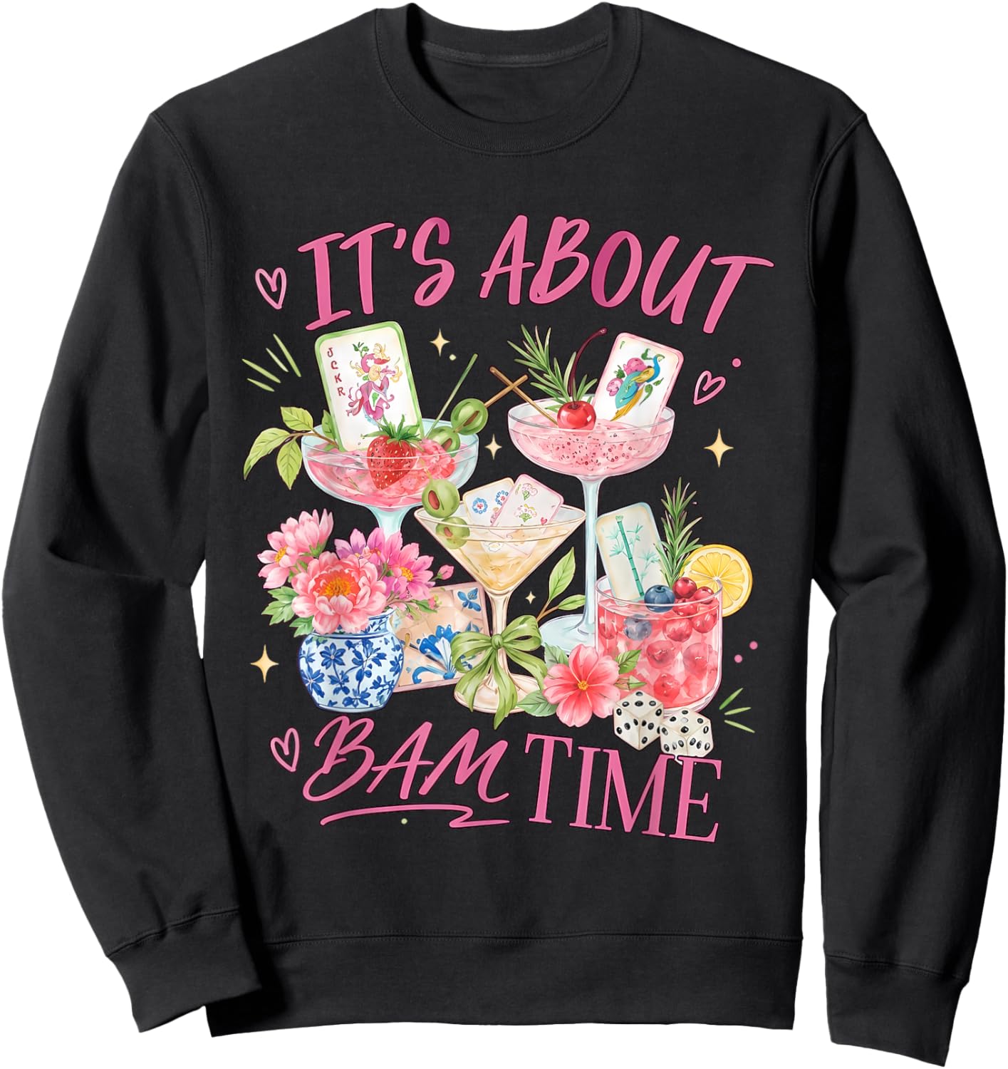Coquette Mahjong Lovers , It's About Bam Time Sweatshirt - Sweatshirt | Black