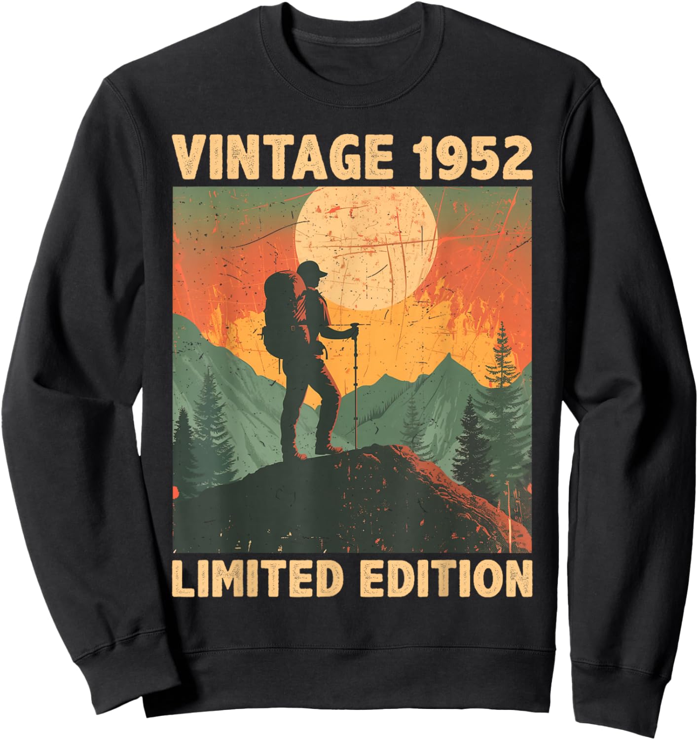 74 Years Old Gift Vintage 1952 Hiking Lover 74th Birthday Sweatshirt - Sweatshirt | Black