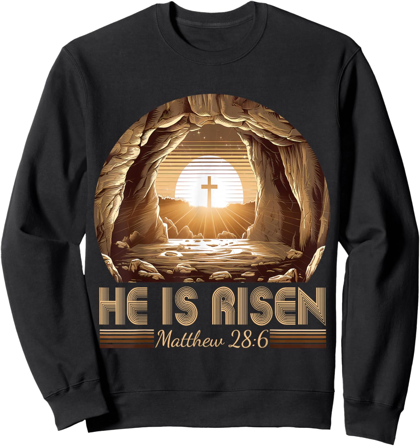 Easter Christian He Is Risen Jesus Empty Tomb Men Women Kids Sweatshirt - Sweatshirt | Black