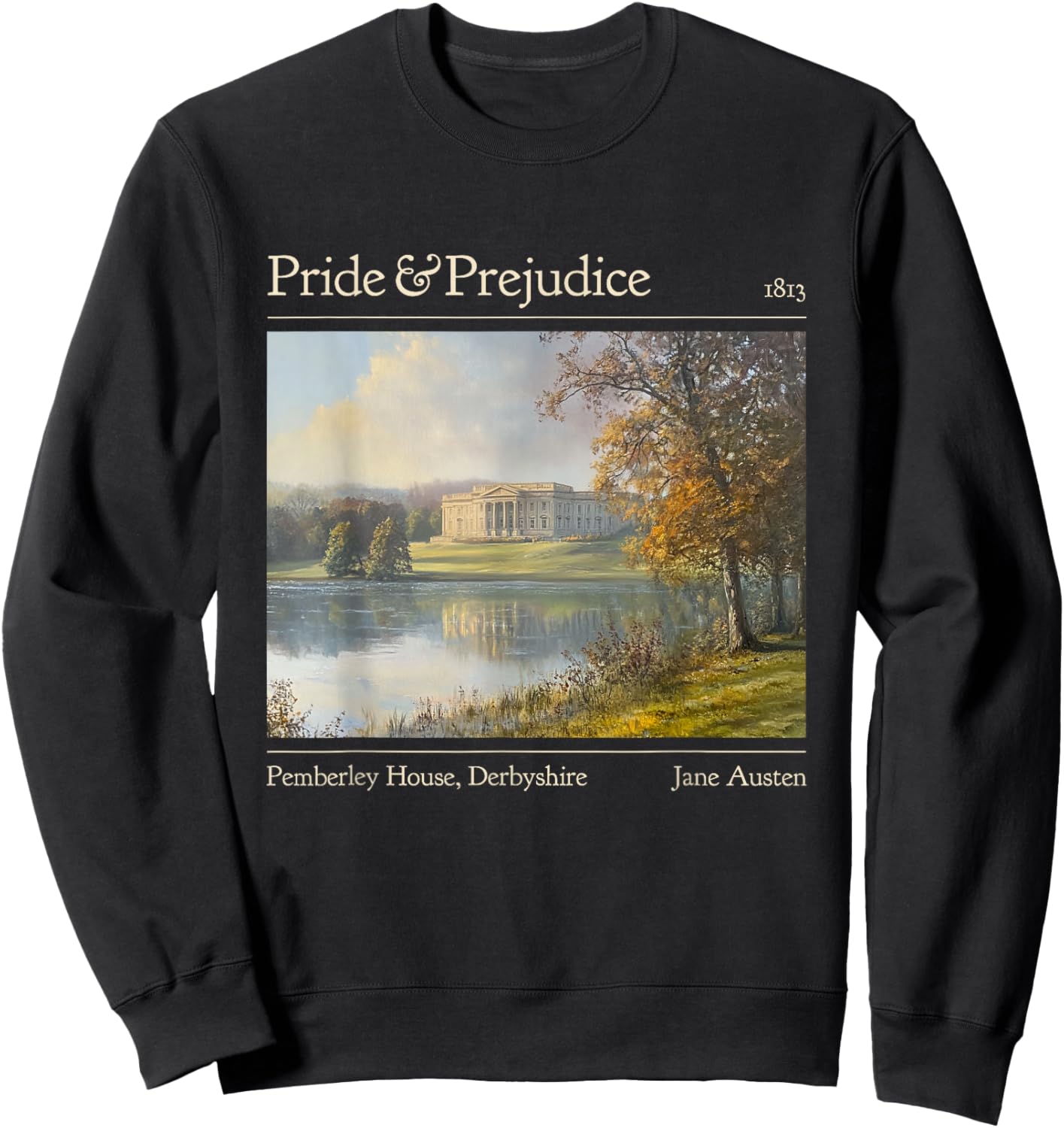 Jane Austen Pemberley 250e Anniversaire Orgueil et préjugés Sweatshirt - Sweatshirt | Black