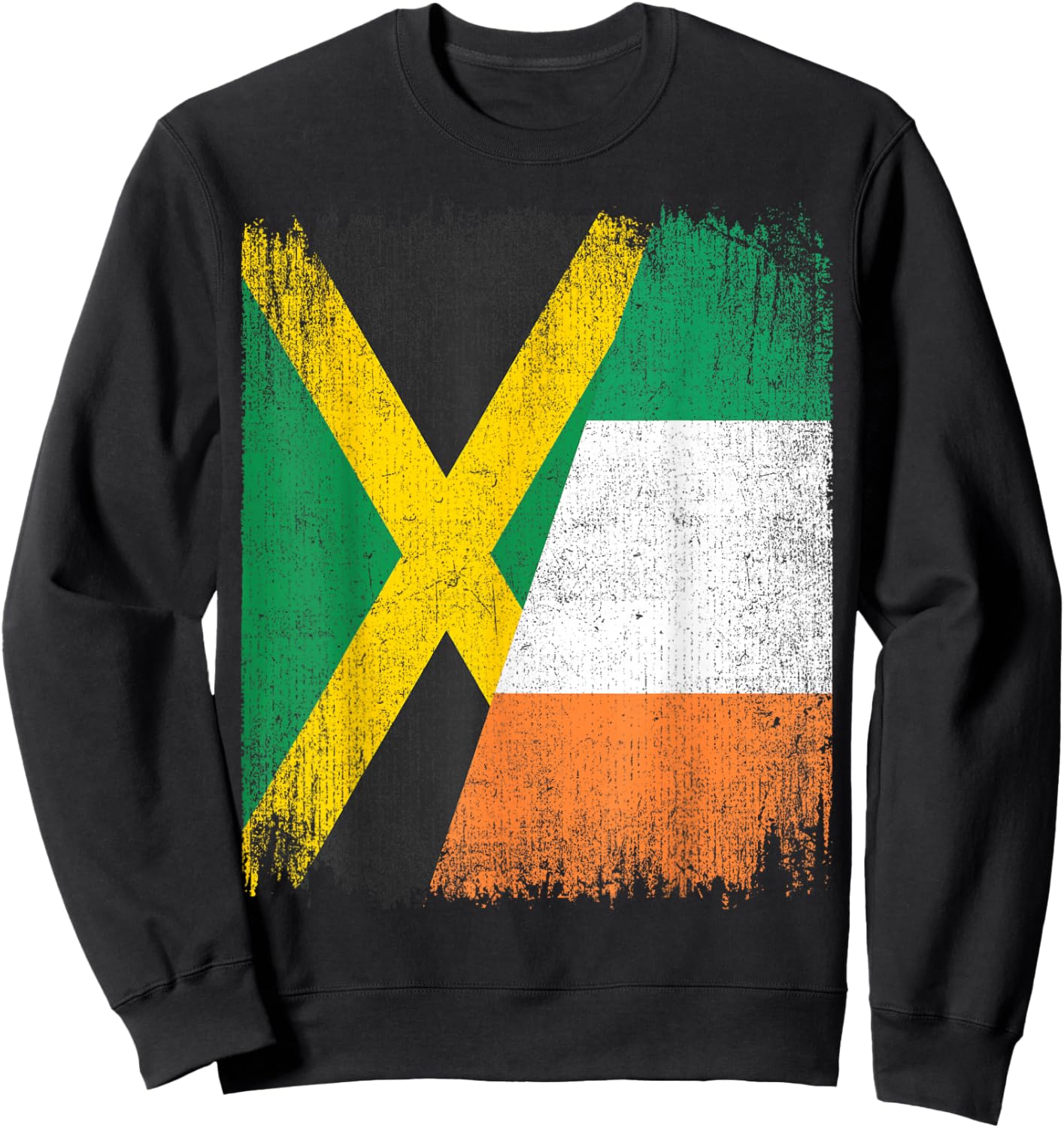 Half Jamaica Ireland Flag Jamaican Irish Pride Roots Sweatshirt - Sweatshirt | Black