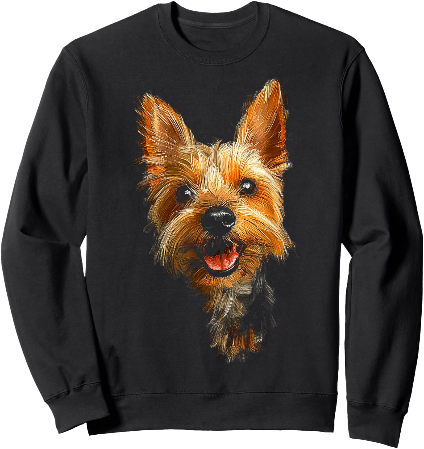 Silky Terrier Dog Motif Pet Illustration Silky Terrier Sweatshirt - Sweatshirt | Black
