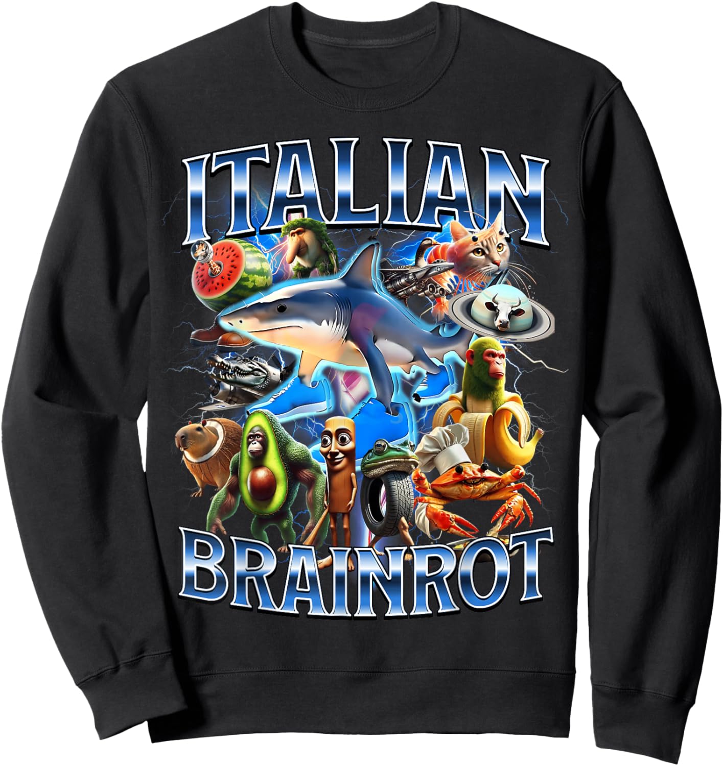 Italian BRAINROT Funny Italian Brain Lot Meme Character Sweatshirt - Sweatshirt | Black