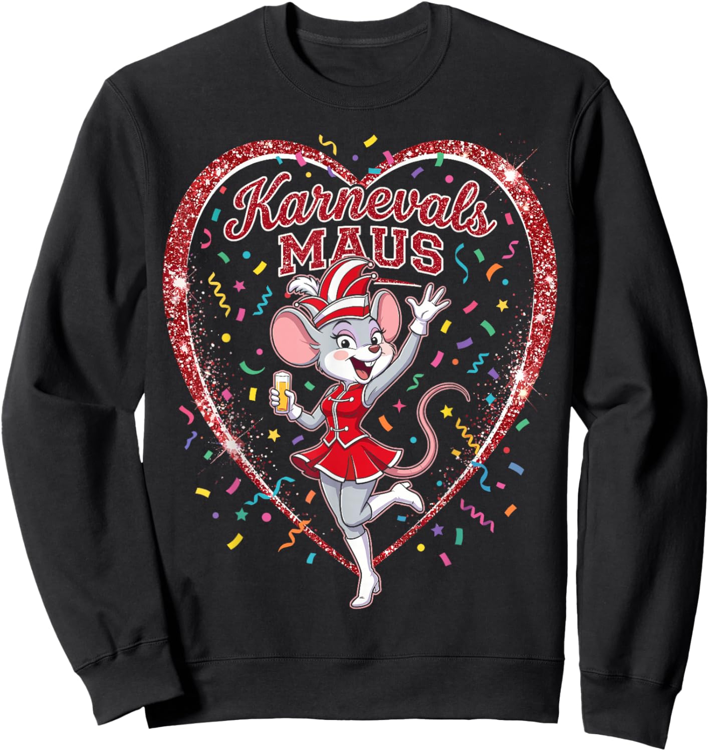Carnival Mouse Red White Cologne Carnival Alaaf Women's Sweatshirt - Sweatshirt | Black