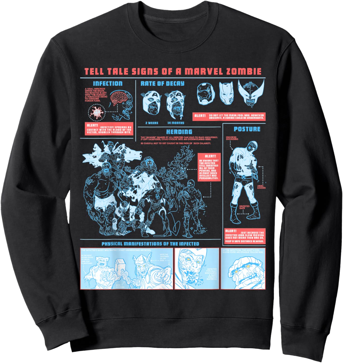 Marvel Tell Tale Signs of a Marvel Zombie Avengers & X-Men Sweatshirt - Sweatshirt | Black