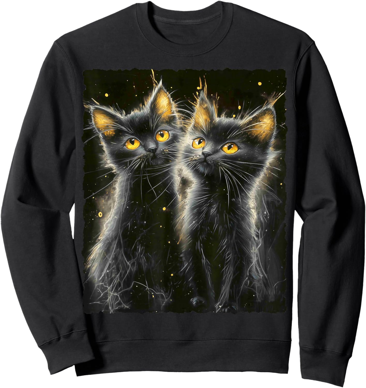 Cute Magical Cat Kitten Fantasy Art Design Sweatshirt - Sweatshirt | Black