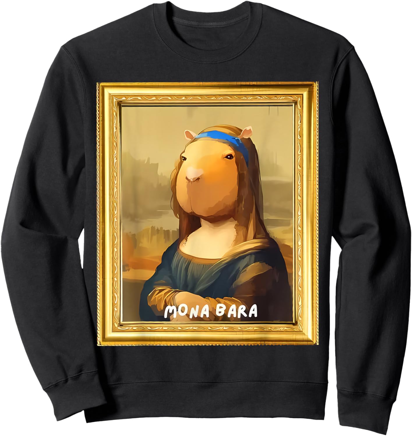 Funny Capybara Monabara Graphic Women Sweatshirt - Sweatshirt | Black