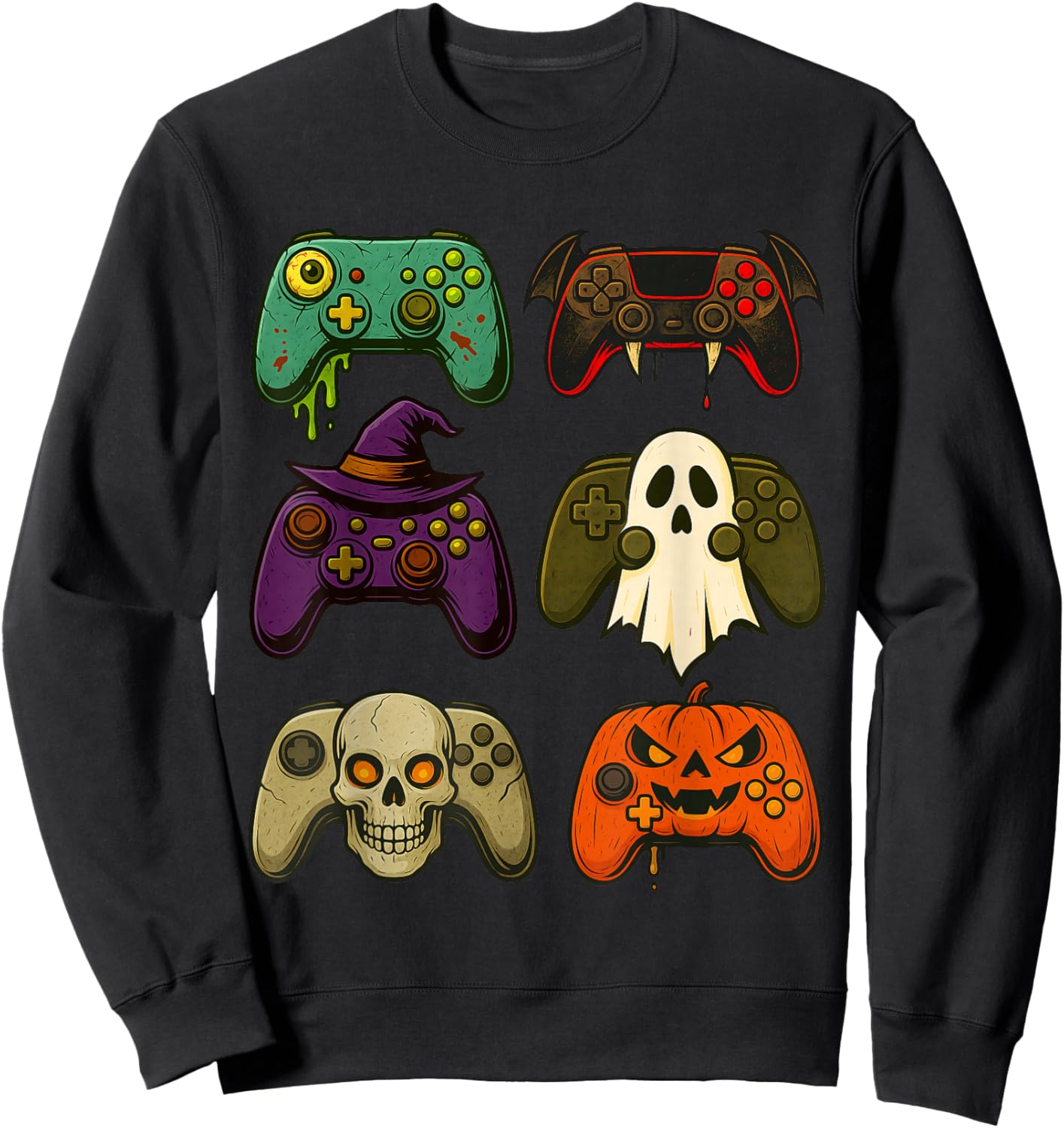 Mummy Skeleton Zombie Gaming Controllers Halloween Boys Kids Sweatshirt - Sweatshirt | Black