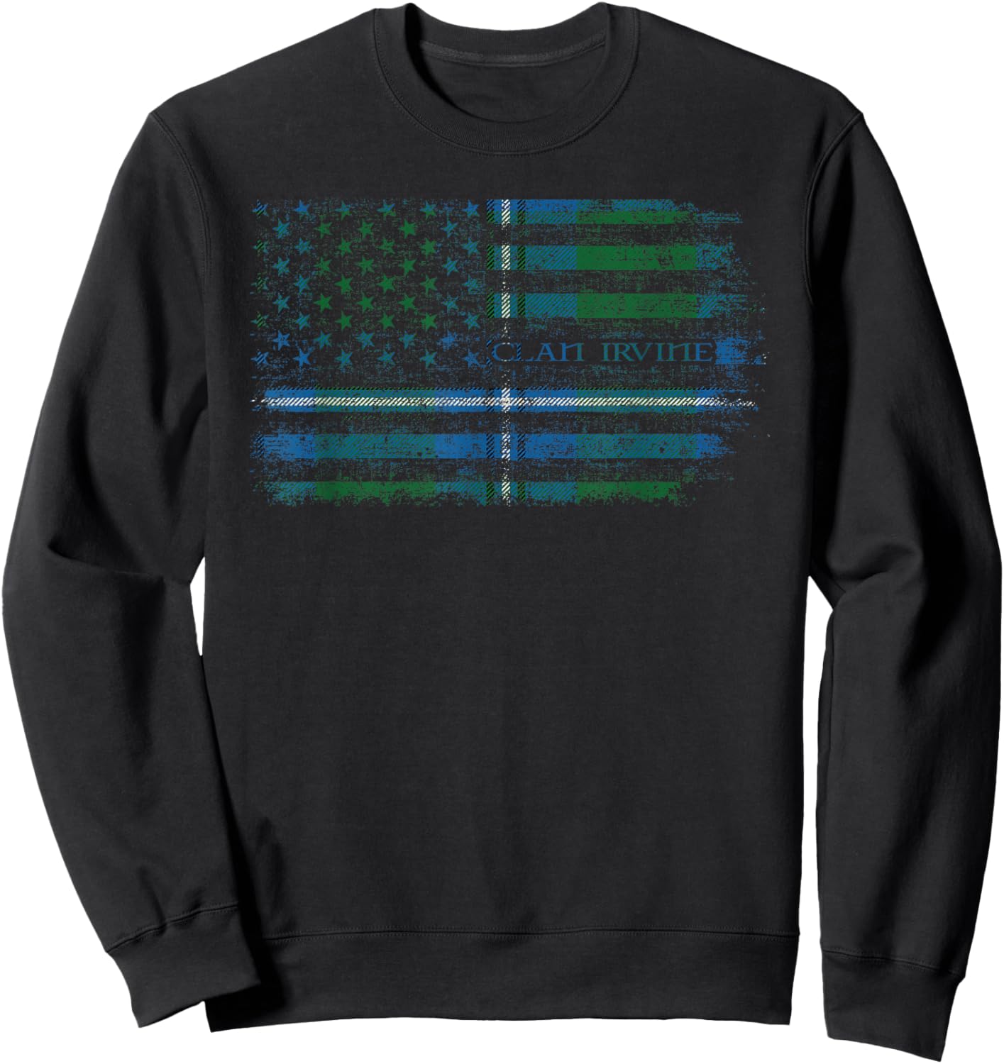 Clan Irvine Scottish tartan US flag kilt Scotland Sweatshirt - Sweatshirt | Black