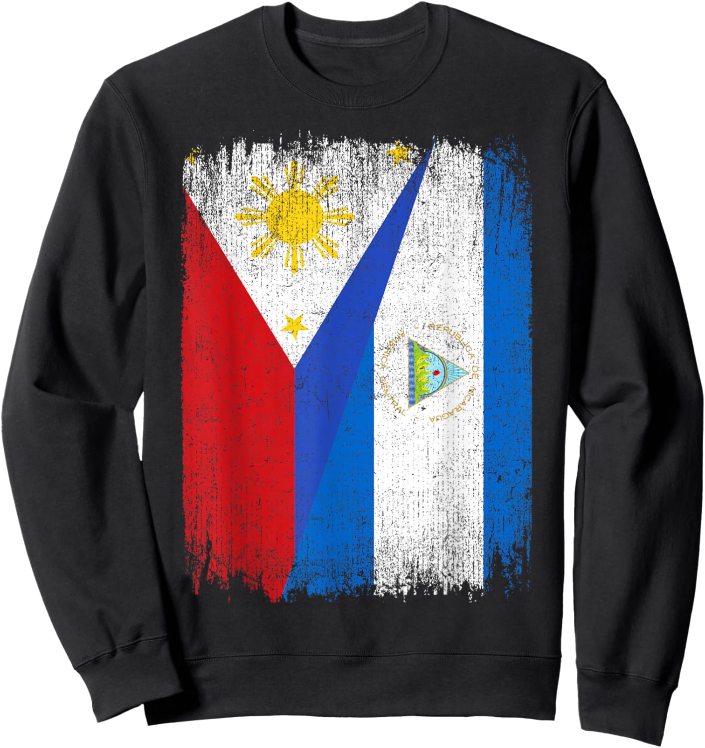 Half Philippines Nicaragua Flag Filipino Nicaraguan Roots Sweatshirt - Sweatshirt | Black