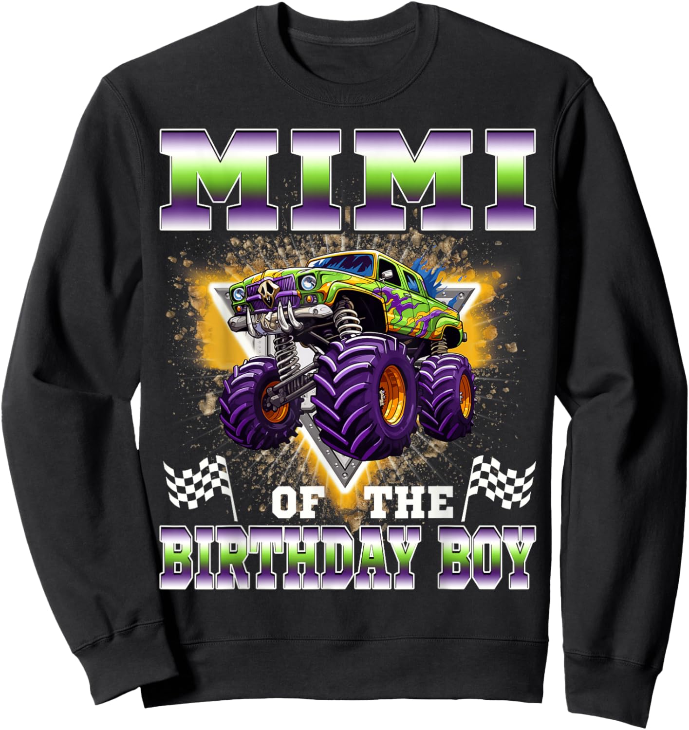 Mimi of The Birthday Boy Monster Truck Birthday Family Sweatshirt - Sweatshirt | Black
