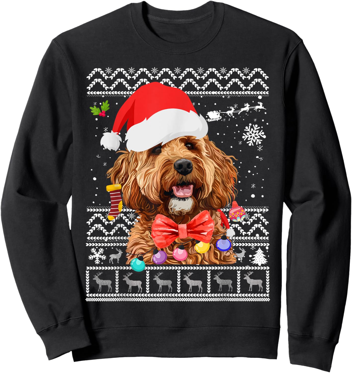 Cavapoo Christmas Outfit Idea For Kids & Christmas Cavapoo Sweatshirt - Sweatshirt | Black