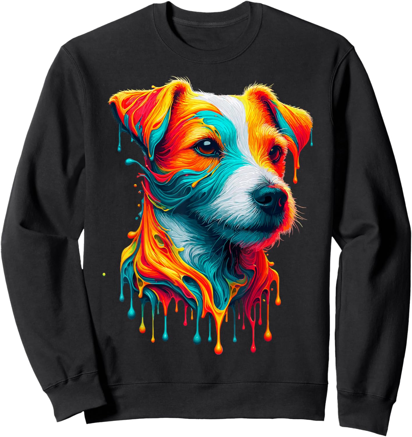 Dripping Paint Art Jack Russell Terrier Sweatshirt - Sweatshirt | Black