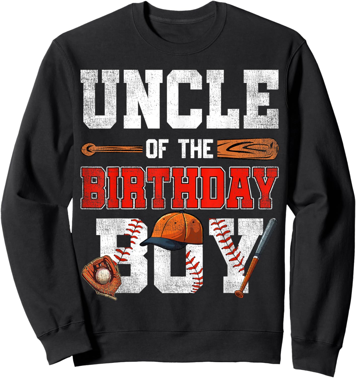 Uncle Of The Birthday Boy Baseball Bday Family Sweatshirt - Sweatshirt | Black