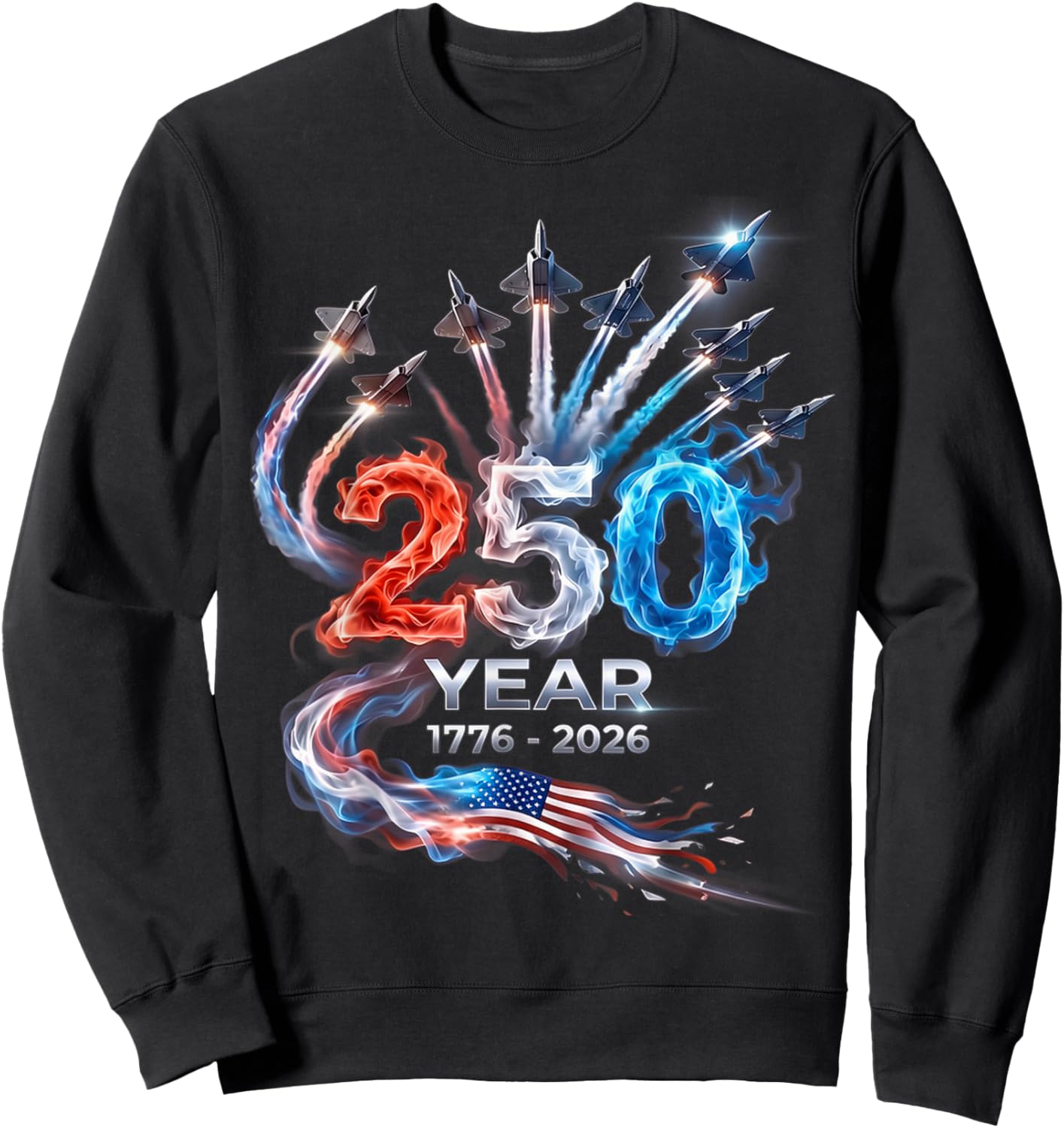 250th Anniversary USA Patriotic 250 Years American 4th July Sweatshirt - Sweatshirt | Black