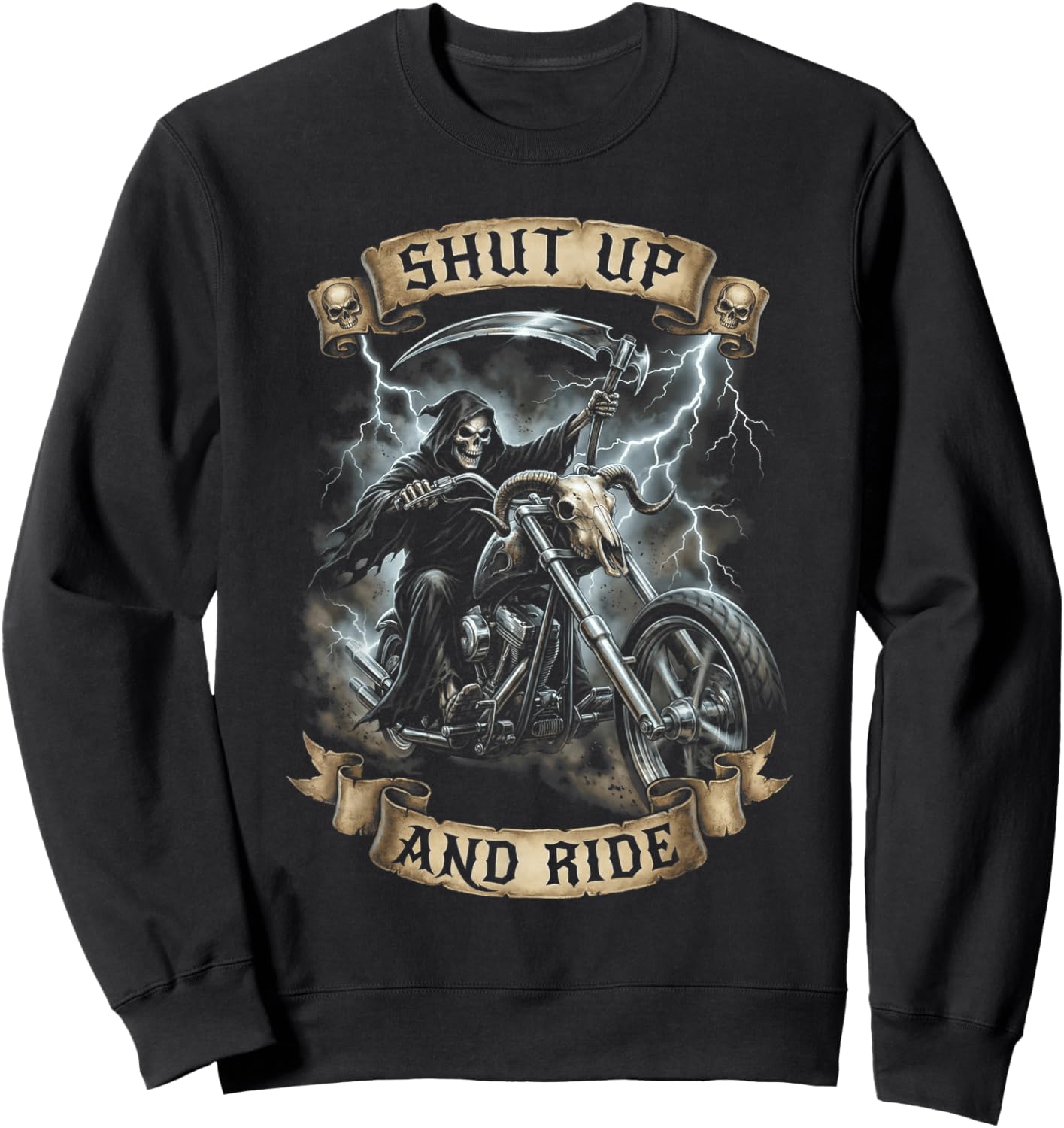Skeleton Shut Up and Ride Sweatshirt - Sweatshirt | Black