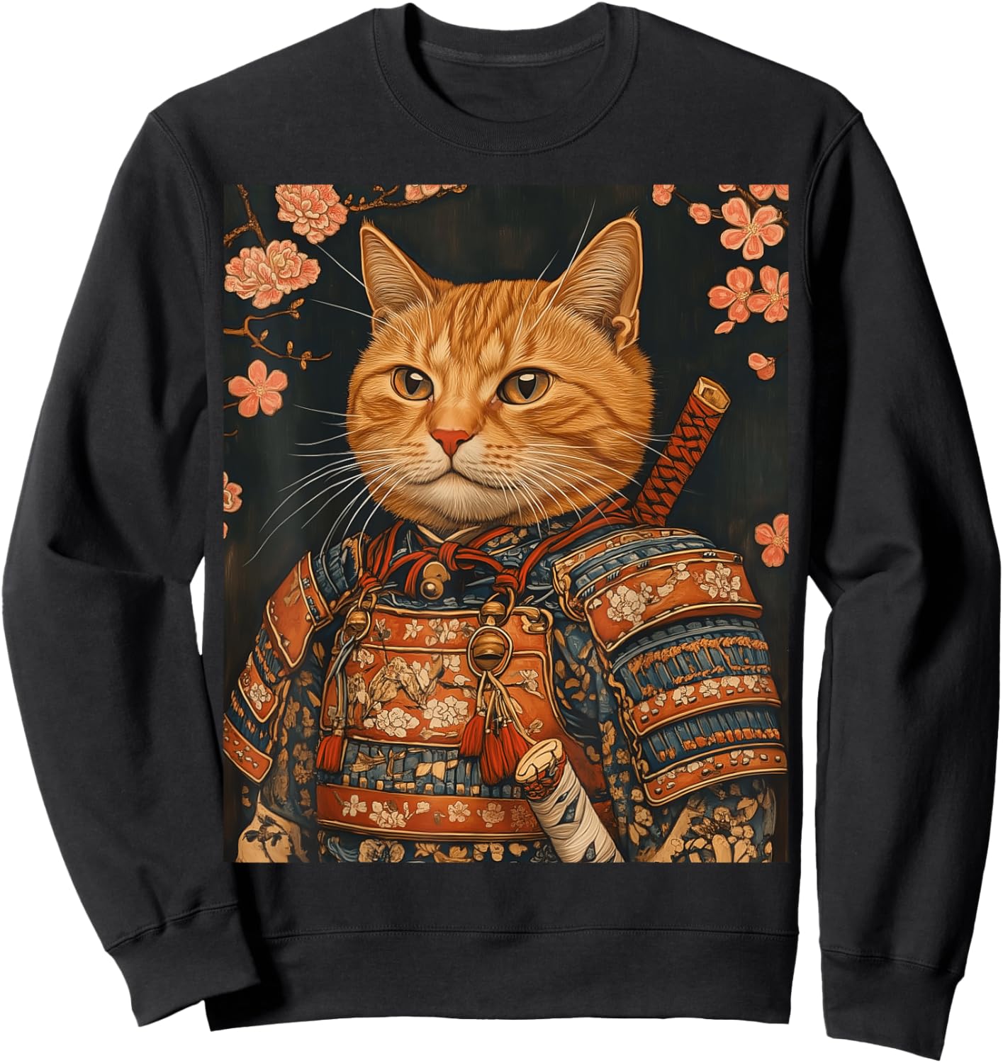 Japanese Art Cat Samurai Sweatshirt - Sweatshirt | Black