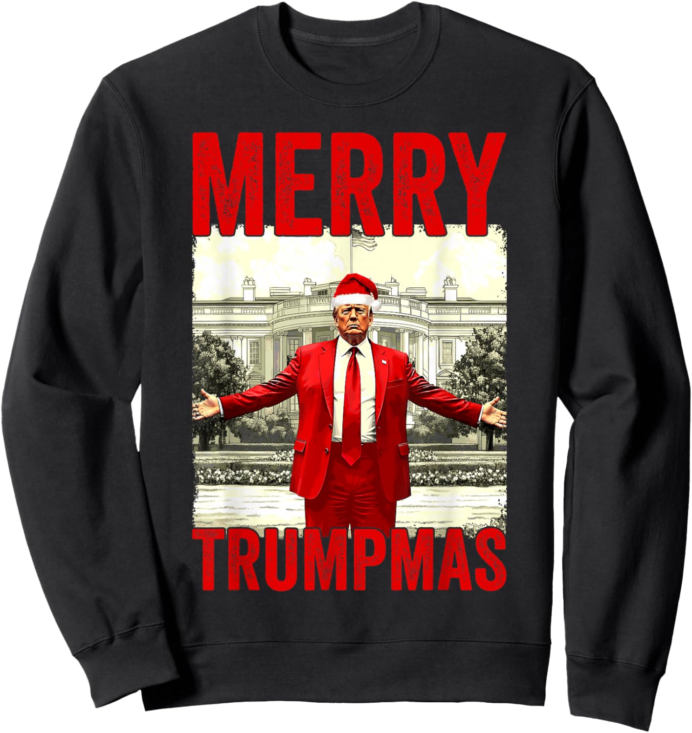 Merry Trumpmas Make Christmas Great Again Trump 2024 47th Sweatshirt - Sweatshirt | Black