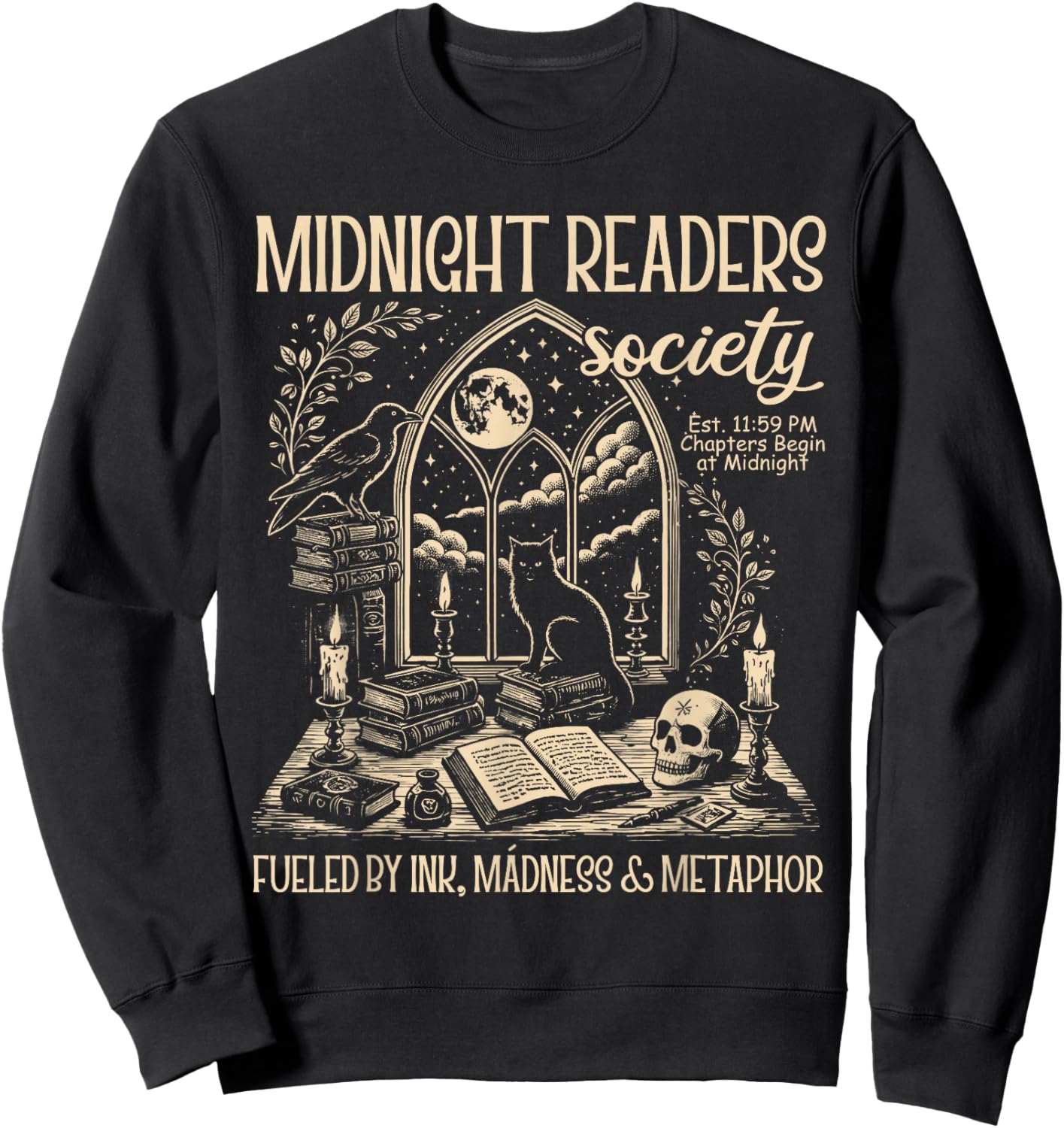 Dark Romance Book Lover Midnight Reading Readers Society Sweatshirt - Sweatshirt | Black