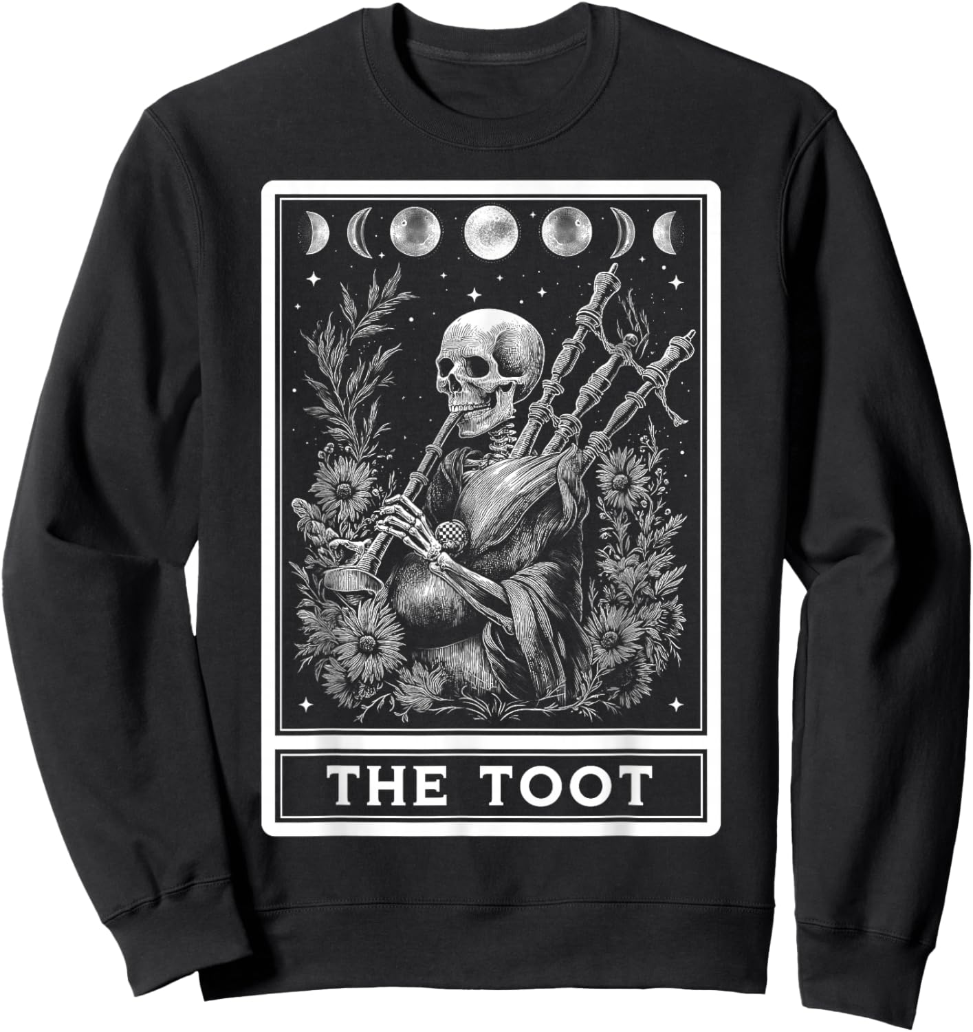 The Toot Bagpipes Bagpipes Player Tarot Card Skeleton Sweatshirt - Sweatshirt | Black