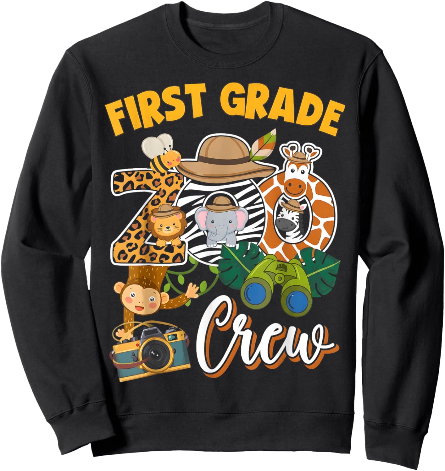 First Grade Zoo Safari Squad Matching Teacher Students Sweatshirt - Sweatshirt | Black