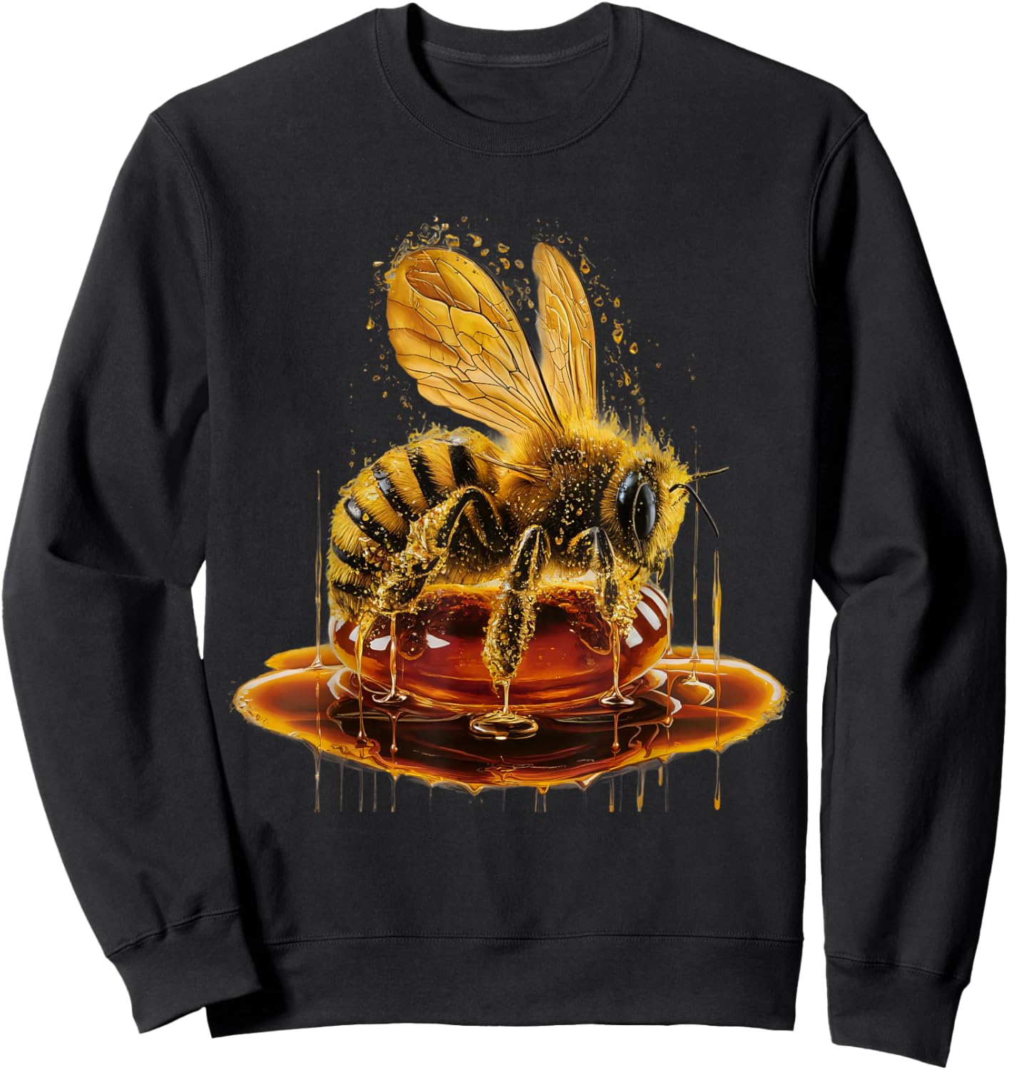 Bee Men Woman Aesthetic Gold Honey Bee Sweatshirt - Sweatshirt | Black