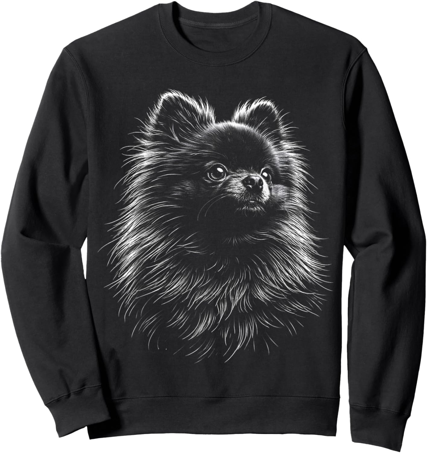 Retro Pomeranian Silhouette Dog Lover Graphic Sweatshirt - Sweatshirt | Black