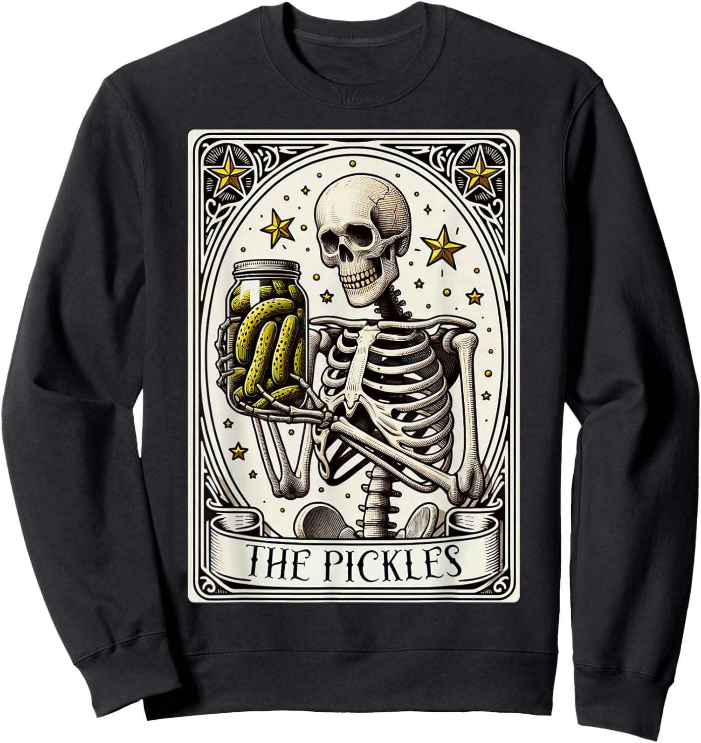The Pickles Tarot Card Skeleton Canning Season Gardener Sweatshirt - Sweatshirt | Black