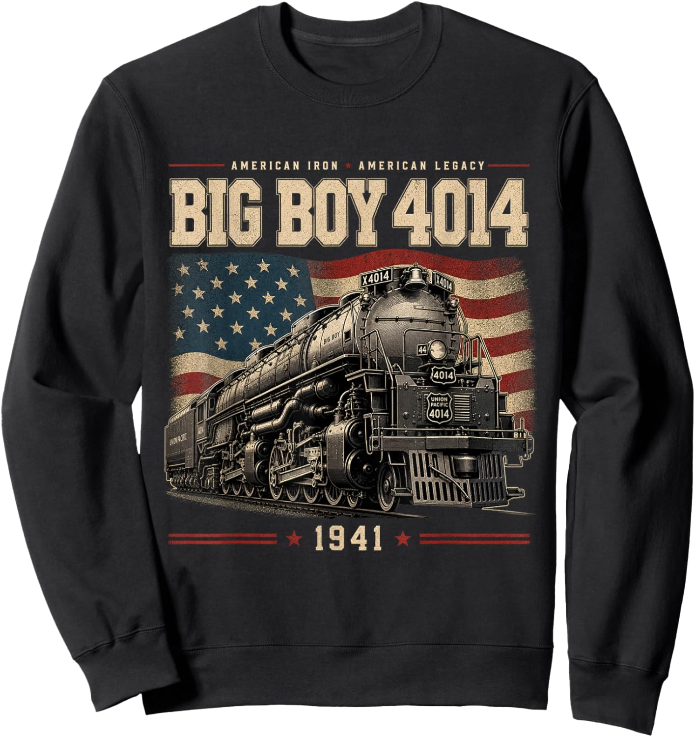 Big Boy 4014 Steam Train Vintage Locomotive Engine Sweatshirt - Sweatshirt | Black