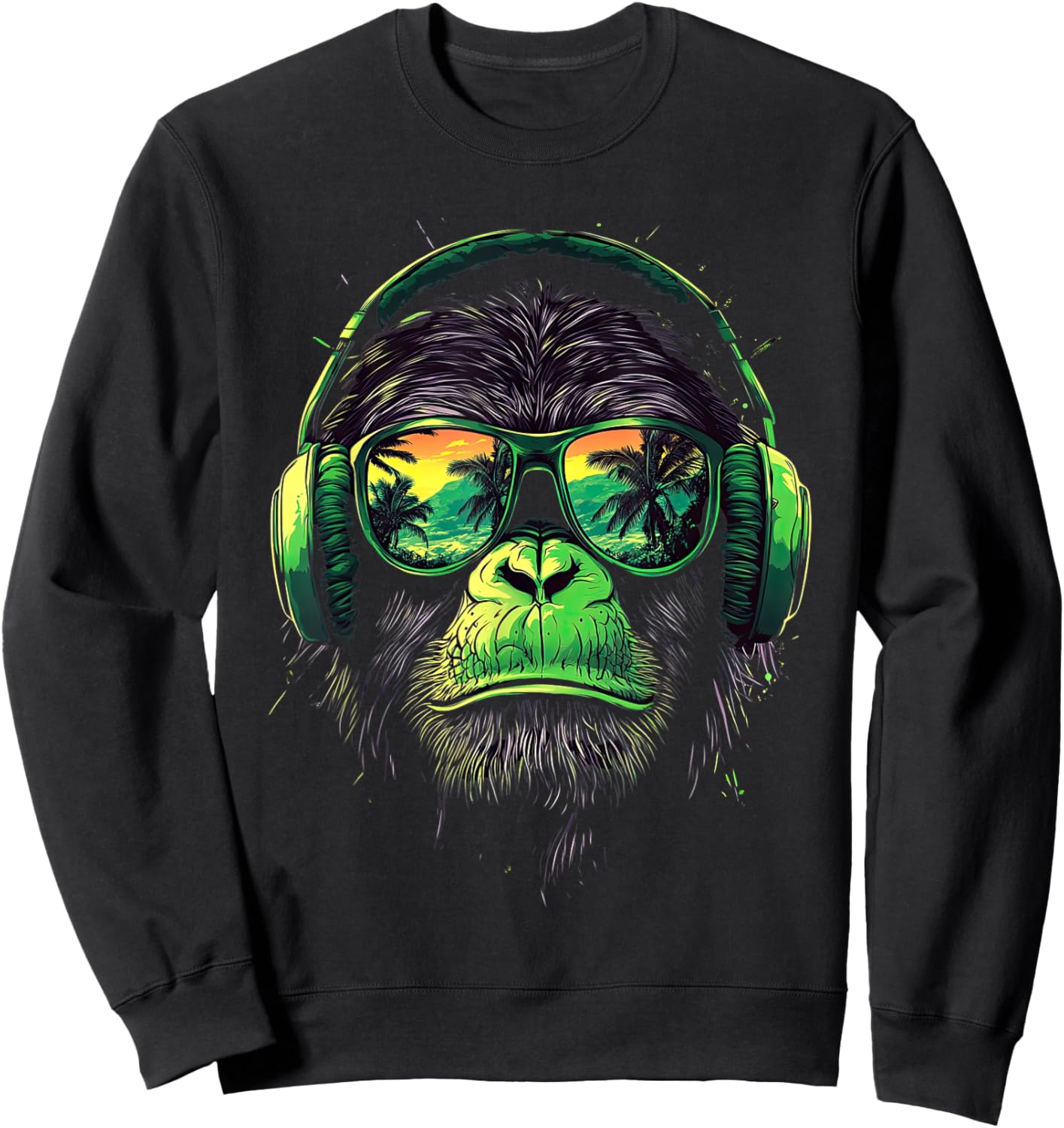 Funny Monkey with sunglasses cool Graffiti Urban art street Sweatshirt - Sweatshirt | Black