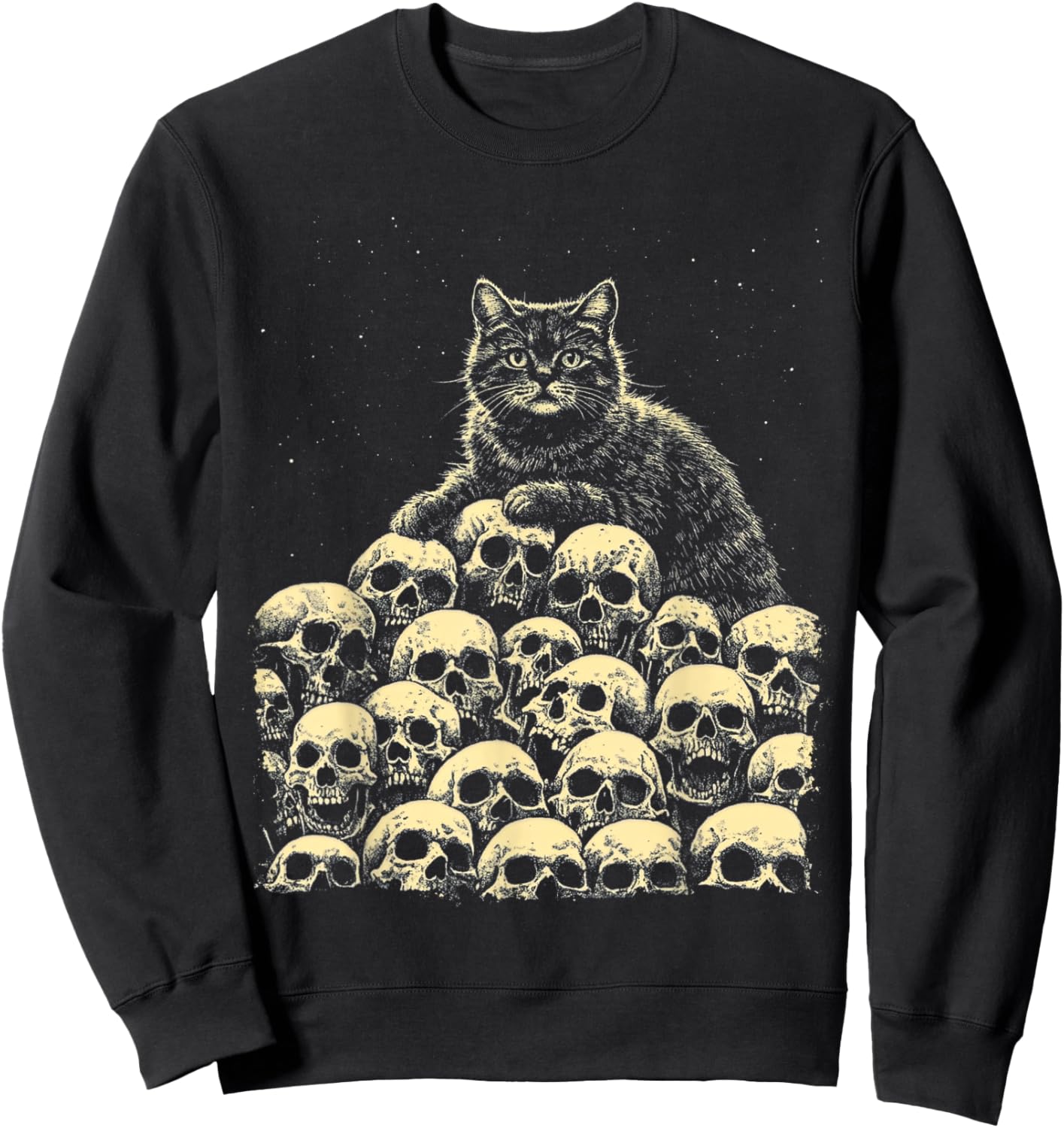 Women's Occult Witchy Dark Academia Gothic Skeleton Cat Goth Sweatshirt - Sweatshirt | Black
