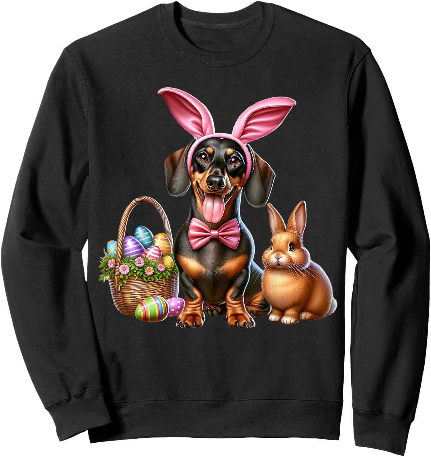 Dachshund Happy Easter Dachshund Sweatshirt - Sweatshirt | Black