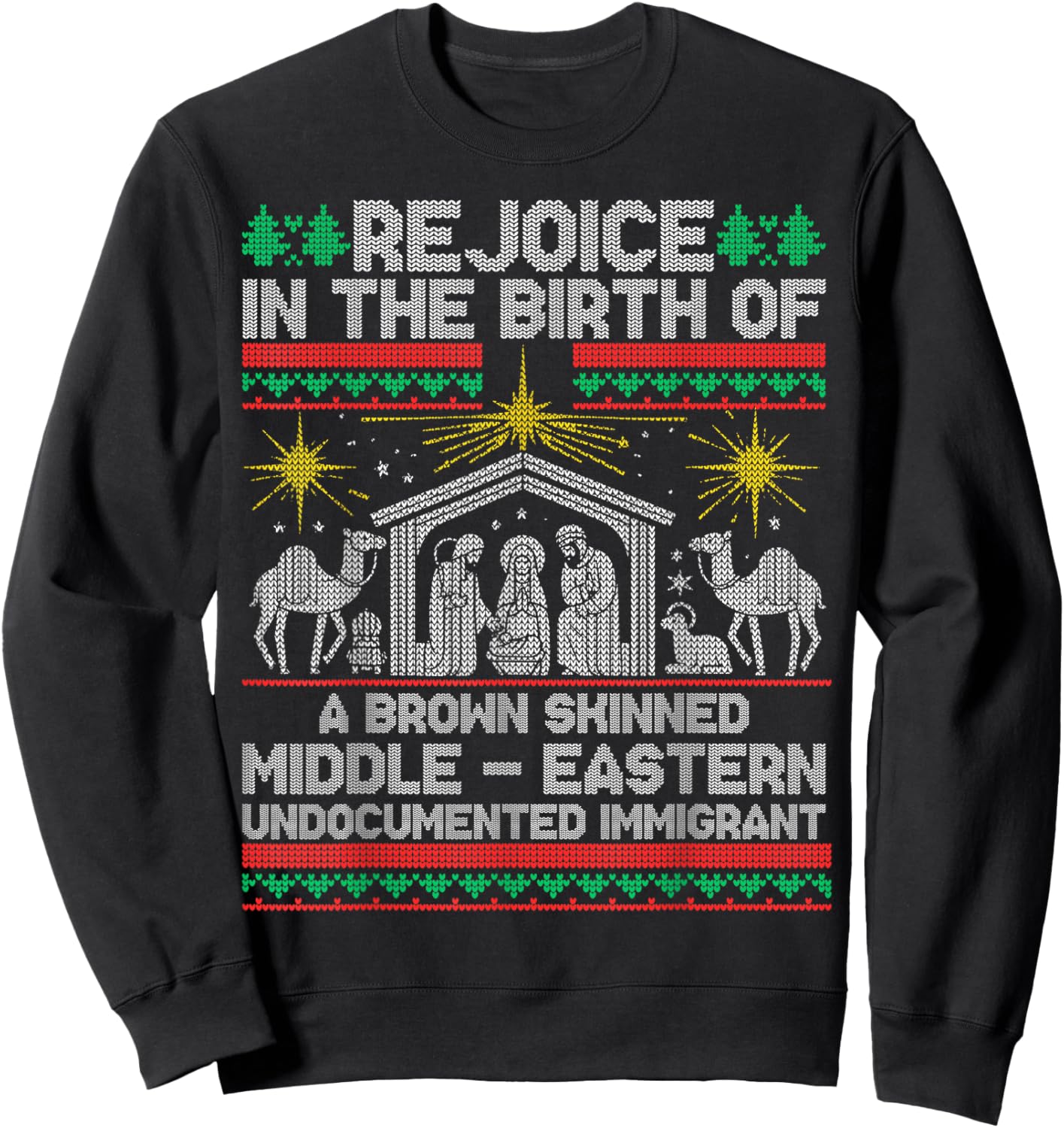 Rejoice In The Birth Of A Brown Skinned Middle Eastern Jesus Sweatshirt - Sweatshirt | Black