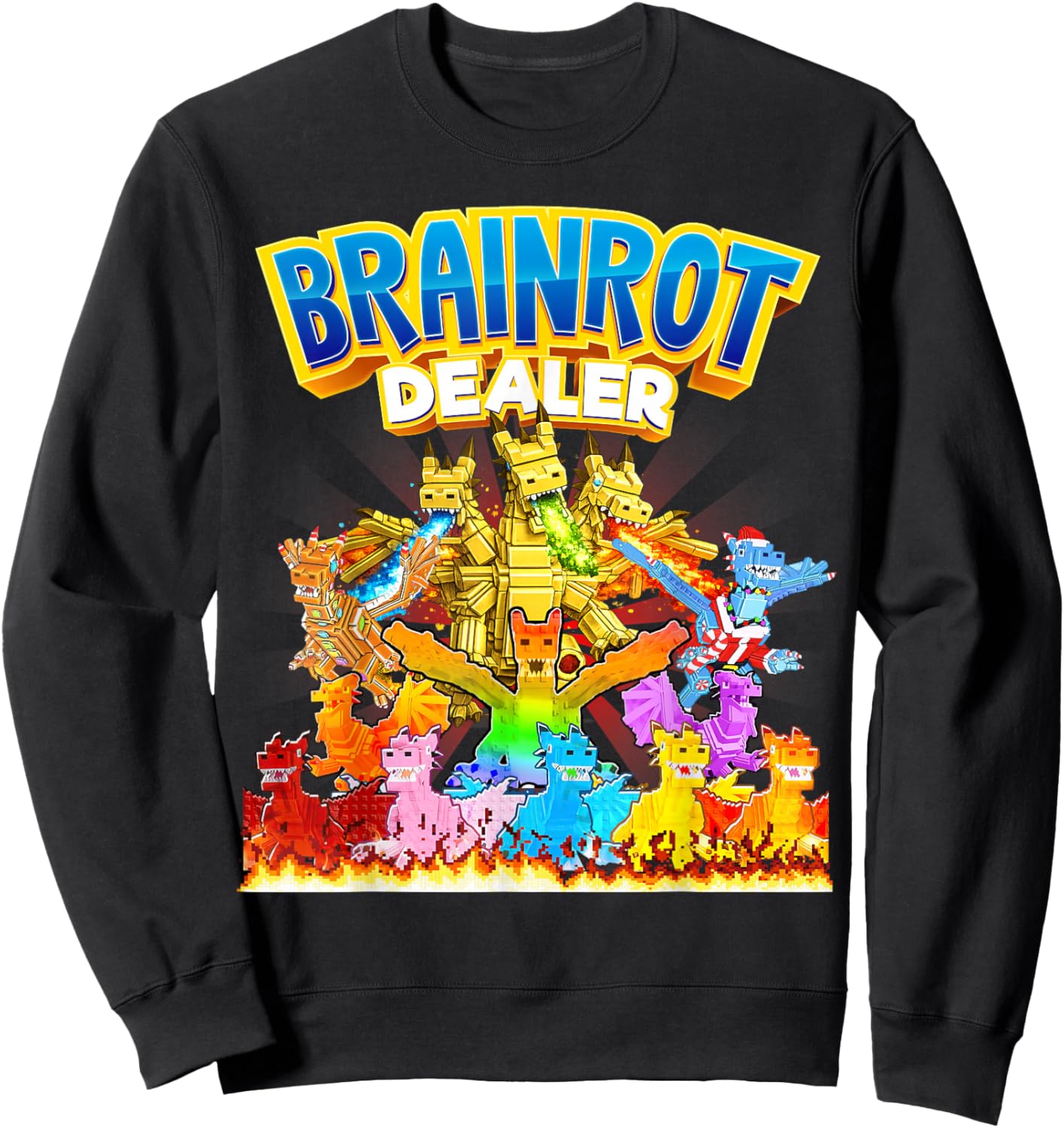 Funny Brainrot Dealer Dragon Cannelloni for Boys Kids Teens Sweatshirt - Sweatshirt | Black