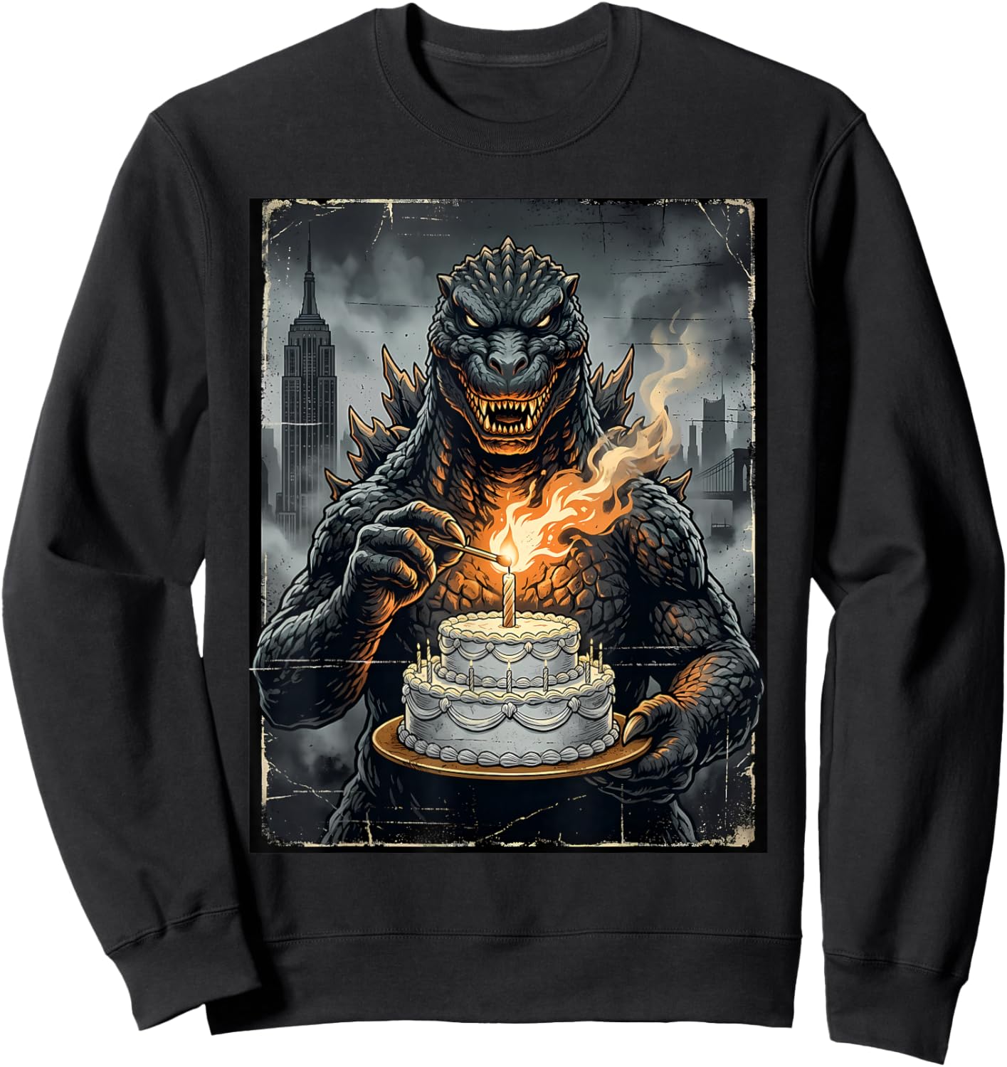 Japanese Monster Birthday Cake Funny Party Women Men Kids Sweatshirt - Sweatshirt | Black