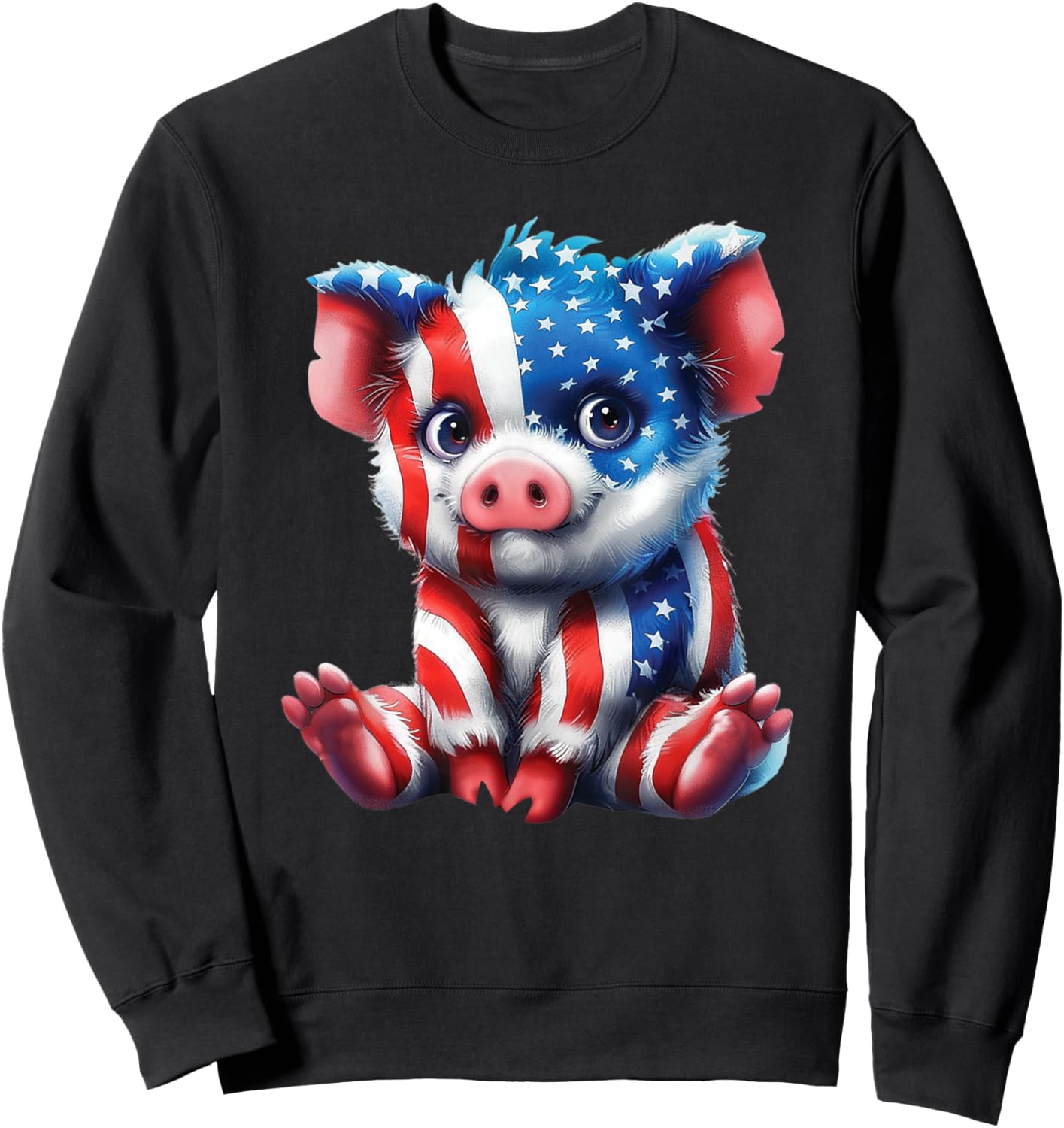 Red White and Blue Baby Pig T Shirt Sweatshirt - Sweatshirt | Black