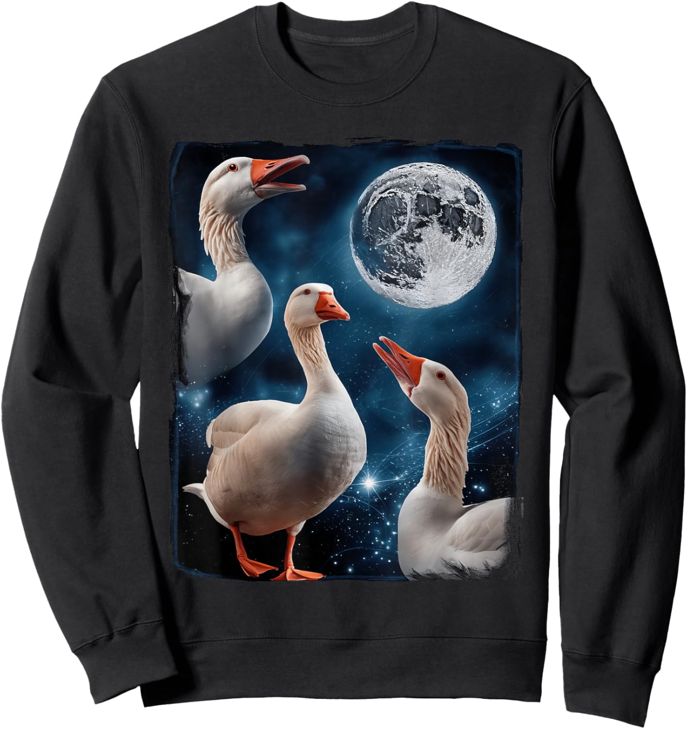 Goose Howling At Moon Sweatshirt - Sweatshirt | Black