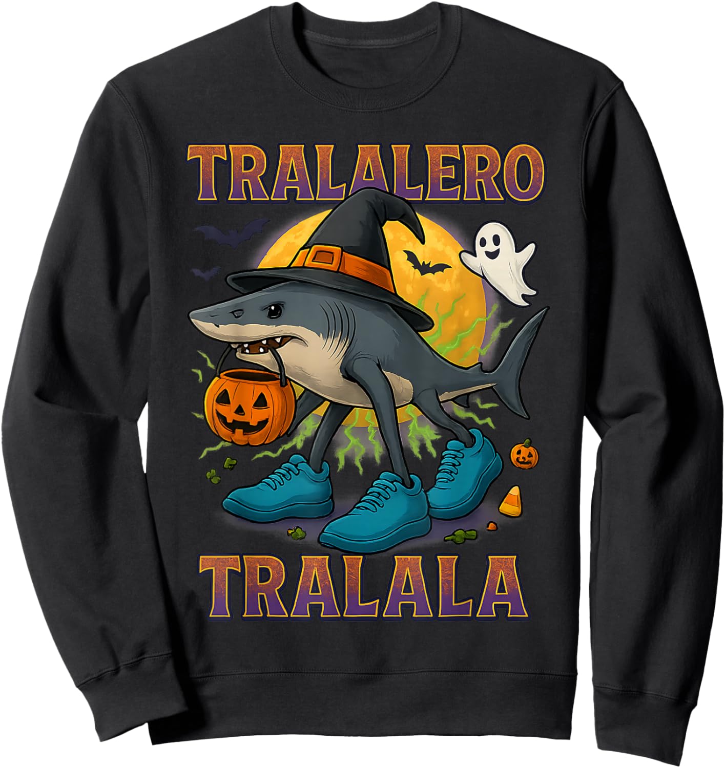 Tralalero Tralala Italian Brainrot Shark Halloween for Kids Sweatshirt - Sweatshirt | Black