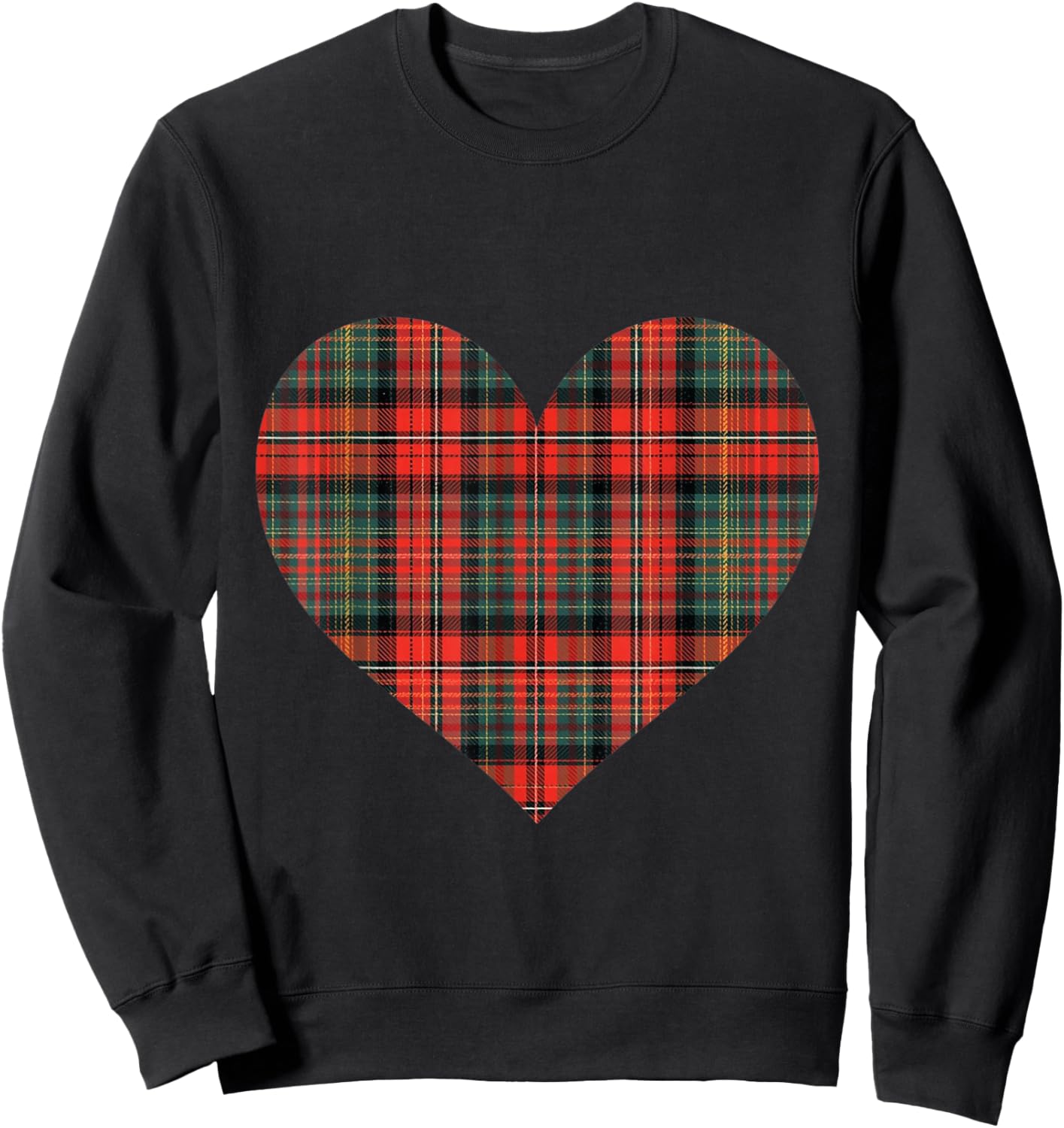 Tartan Heart Shape Girl Sweatshirt - Sweatshirt | Black