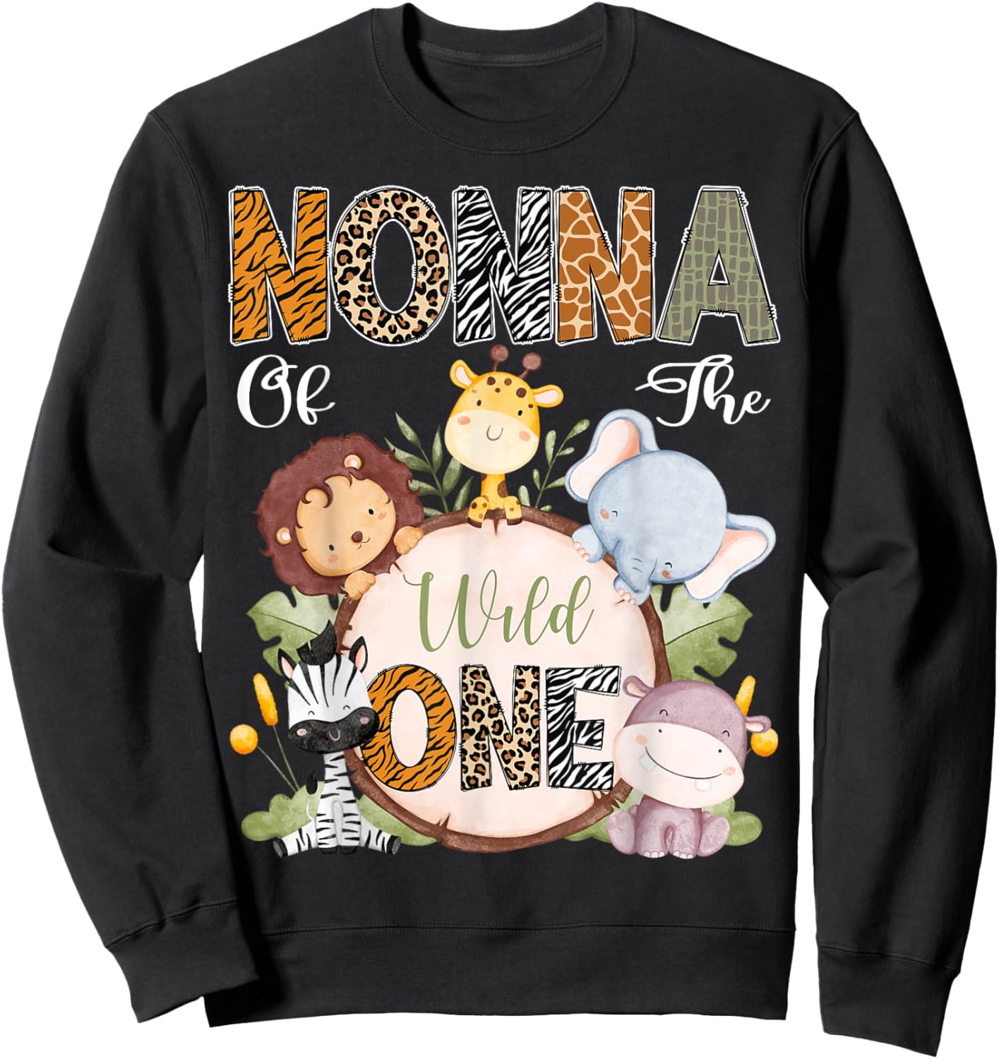 Nonna Of The Wild One 1St Birthday Safari Woodland Sweatshirt - Sweatshirt | Black