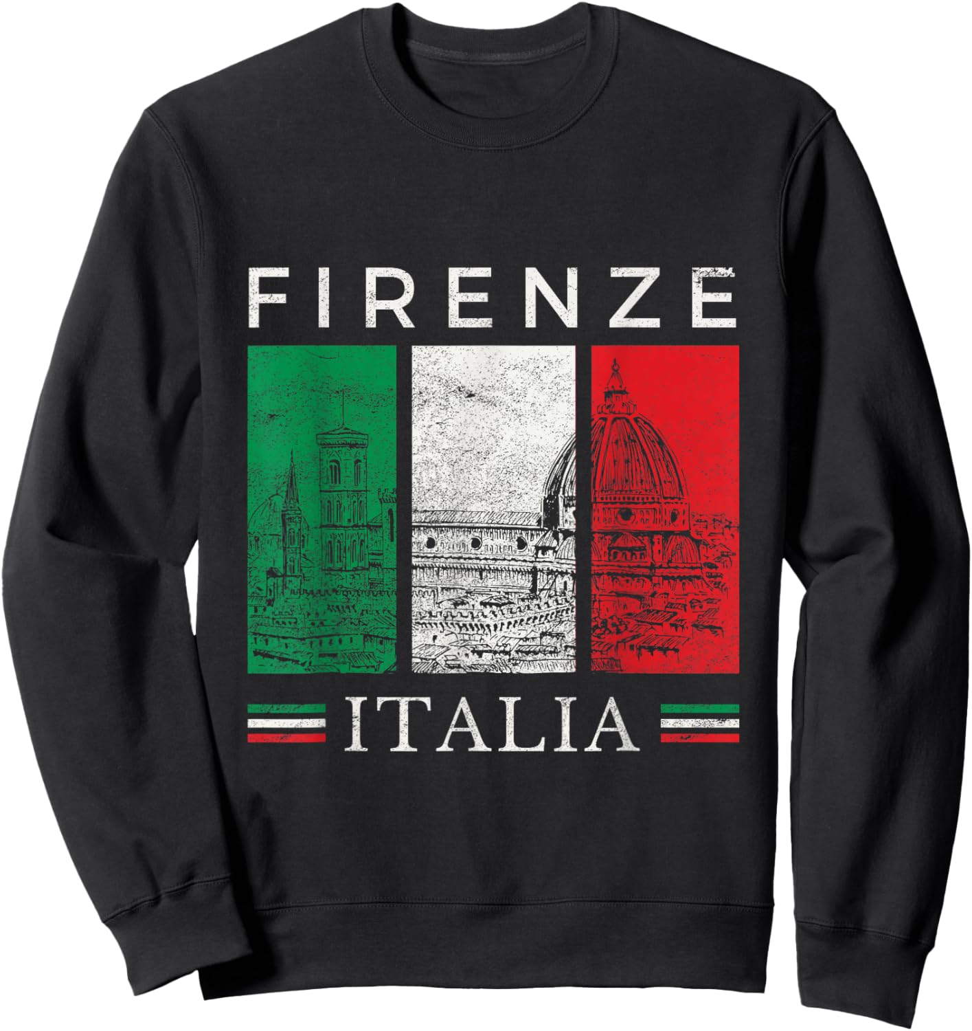Firenze Italia Il Duomo Italian Flag Travel Souvenir Ciao Sweatshirt - Sweatshirt | Black