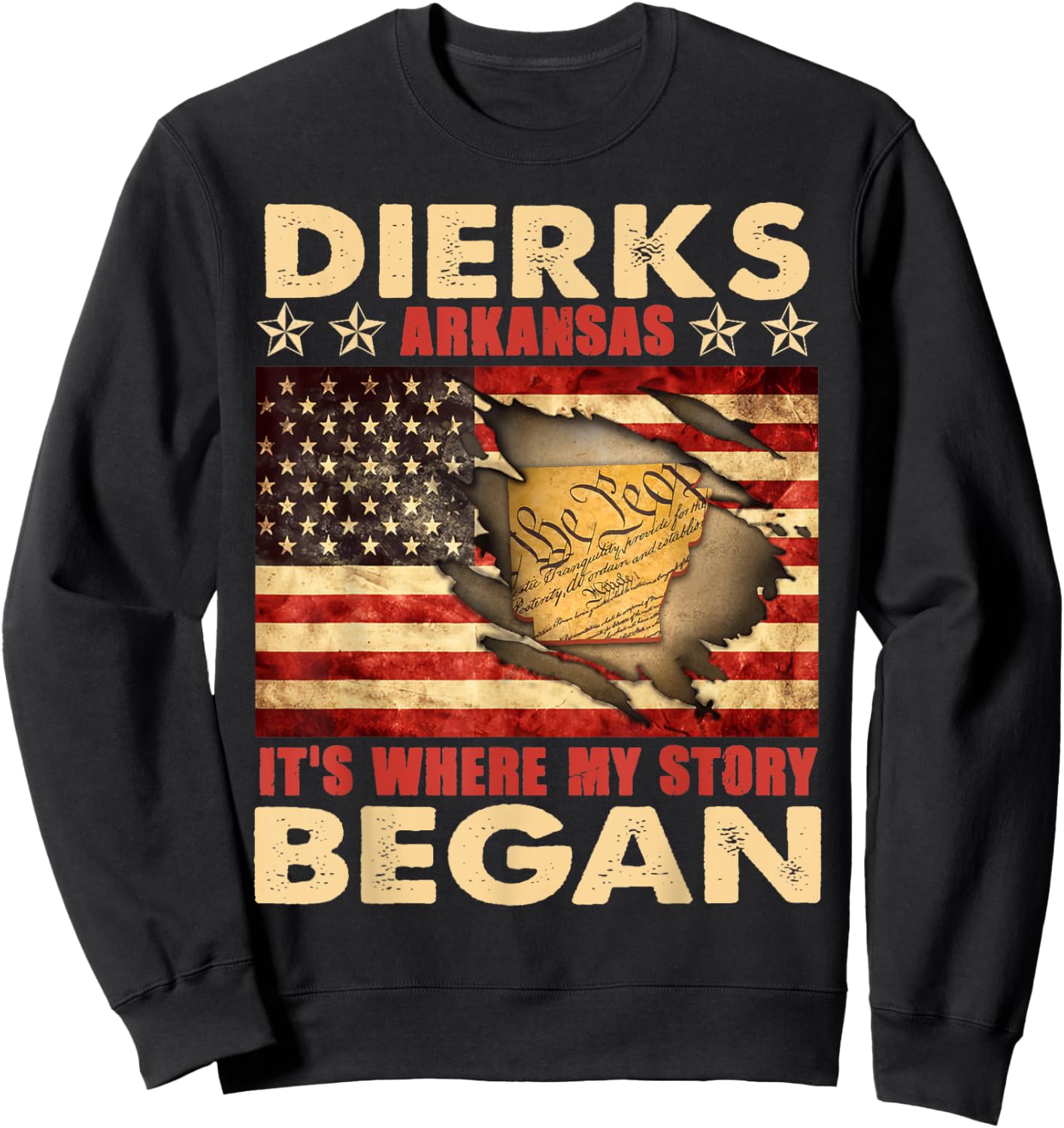 Dierks Arkansas USA Flag 4th Of July Sweatshirt - Sweatshirt | Black